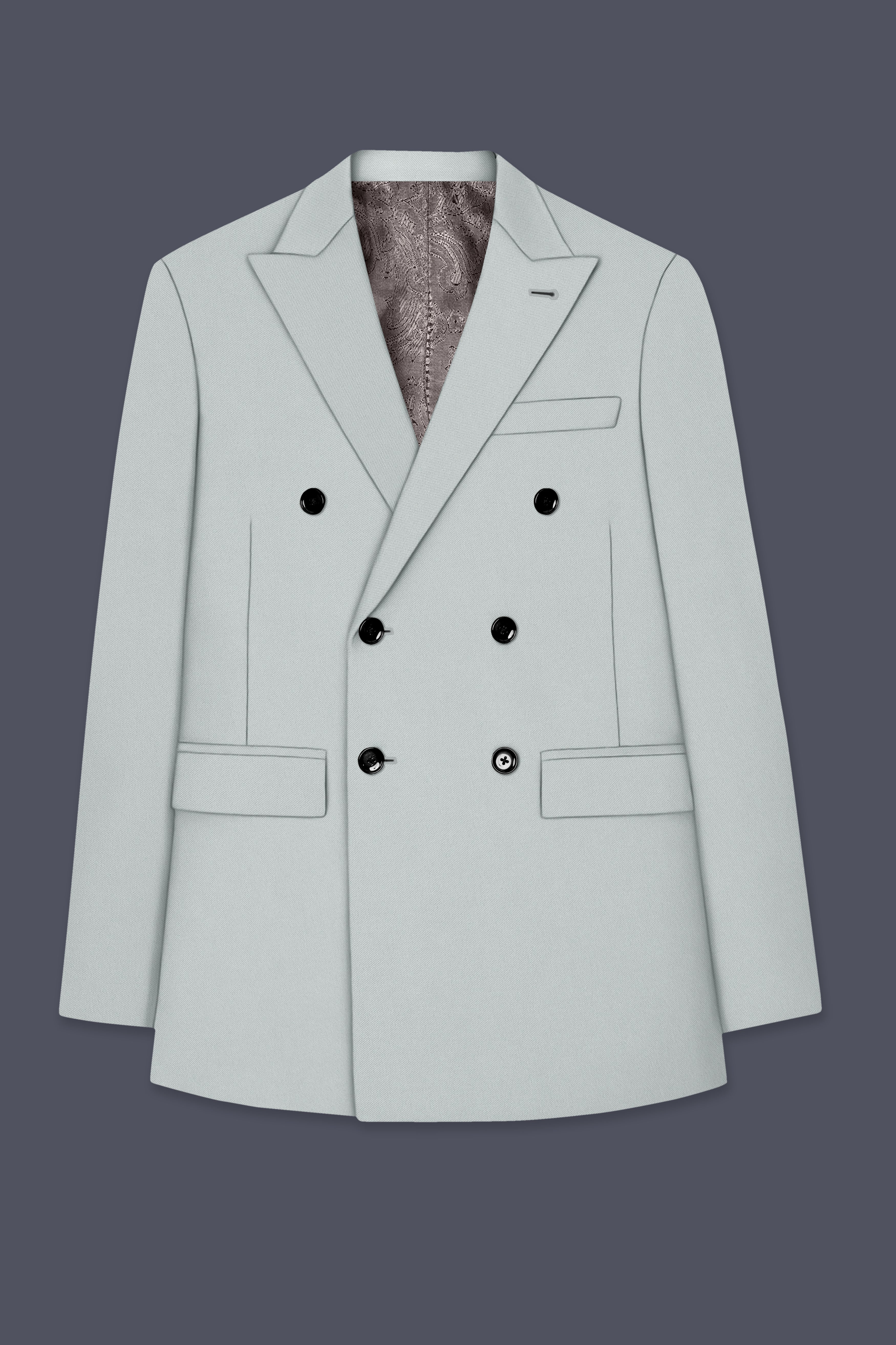 Prestige-Korean Mercury Green 4-Way Stretch Wrinkle-Free Wool Rich Double Breasted Suit