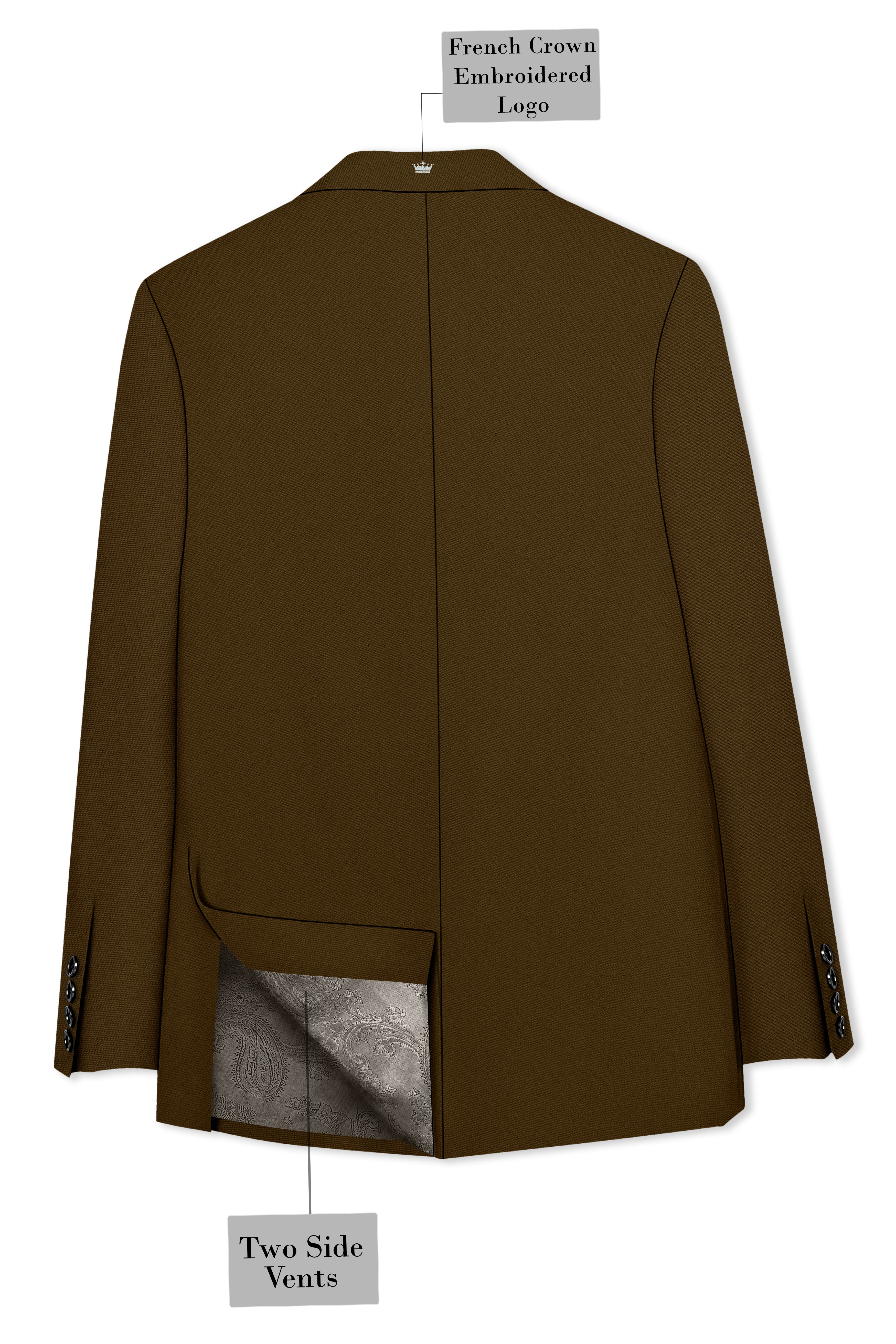Terra-Korean Tumbleweed Brown 4-Way Stretch Wrinkle-Free Wool Rich Double Breasted Suit