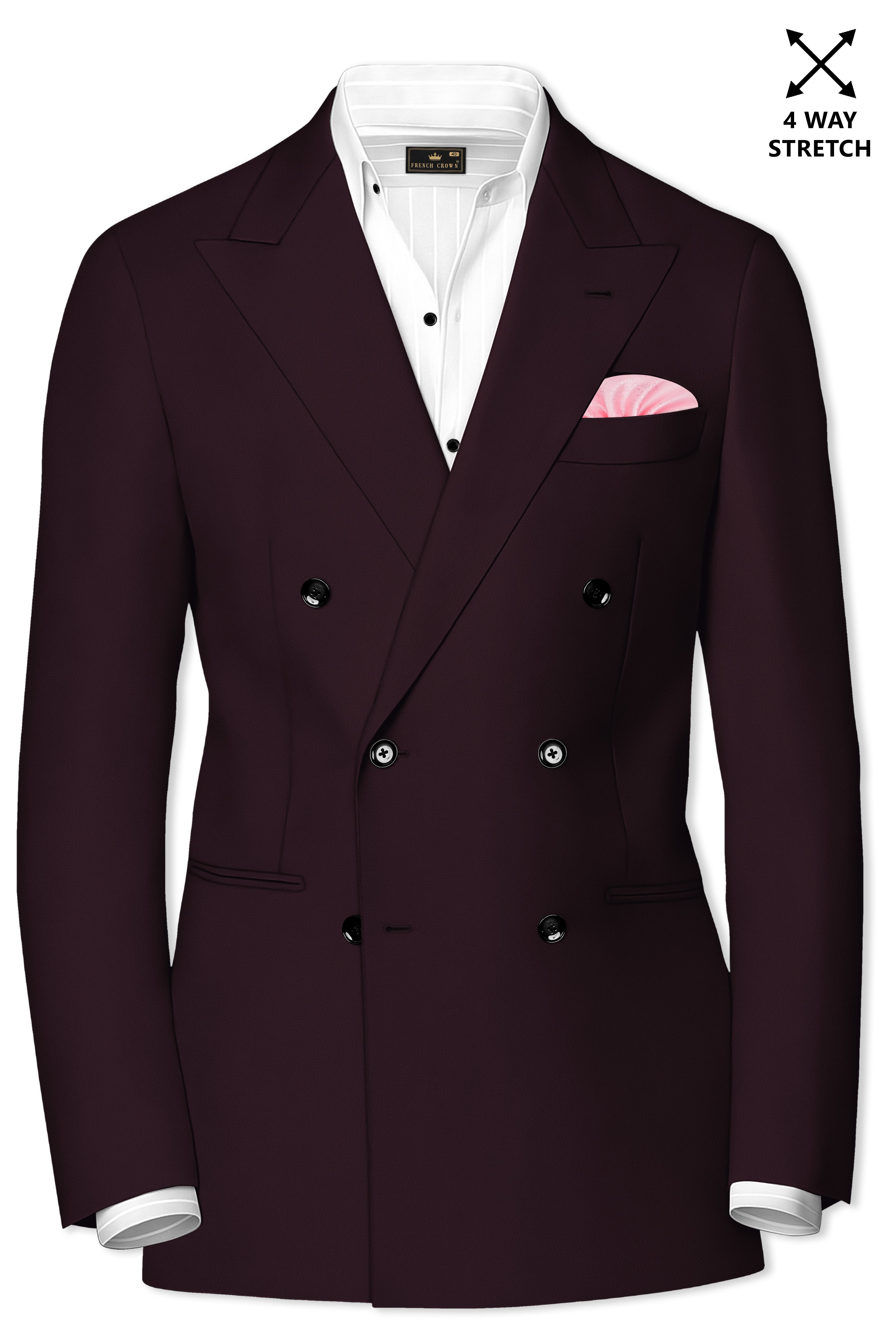 Imperio-korean Eclipse Purple 4-Way Stretch Wrinkle-Free Wool Rich Double Breasted Suit