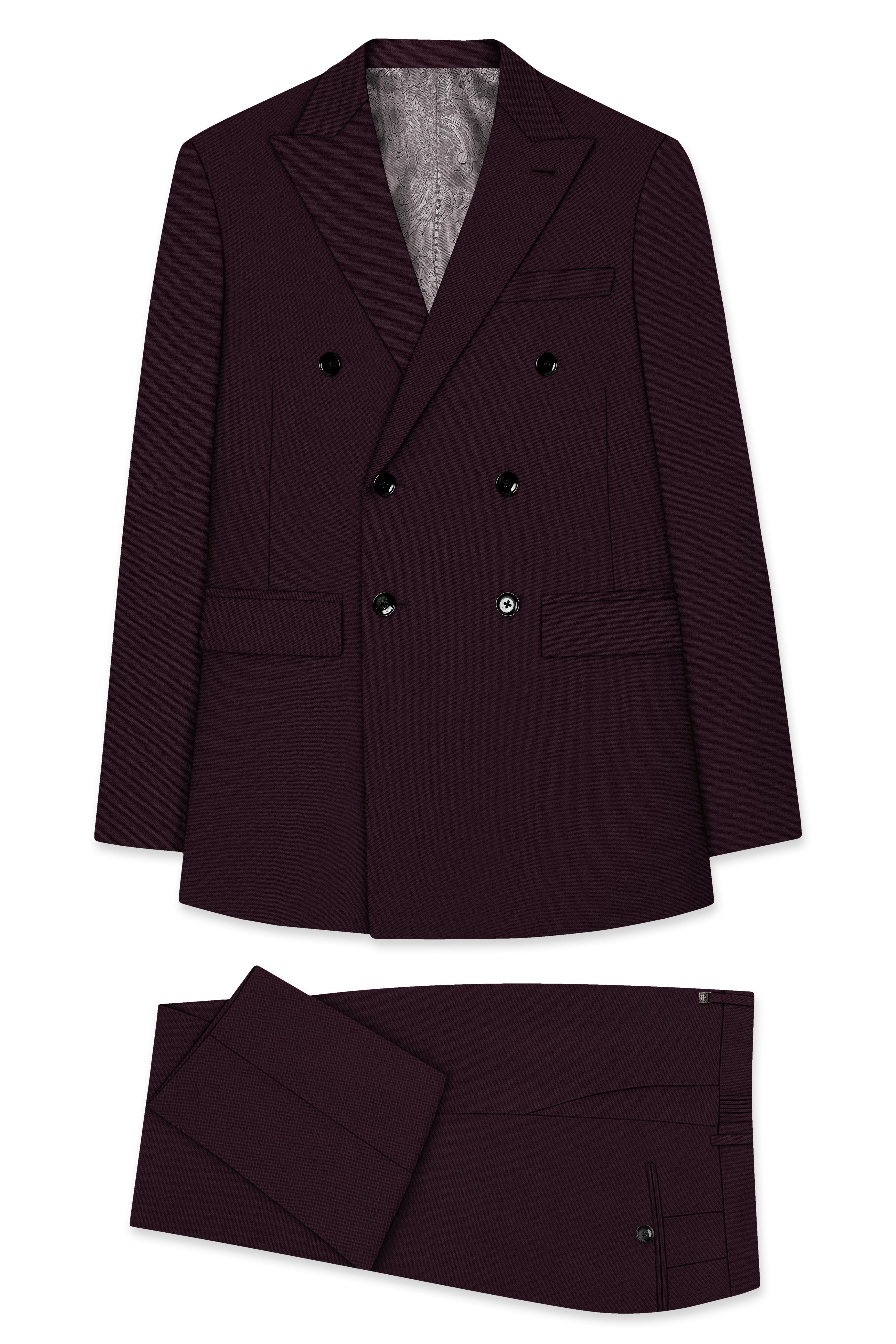 Imperio-korean Eclipse Purple 4-Way Stretch Wrinkle-Free Wool Rich Double Breasted Suit