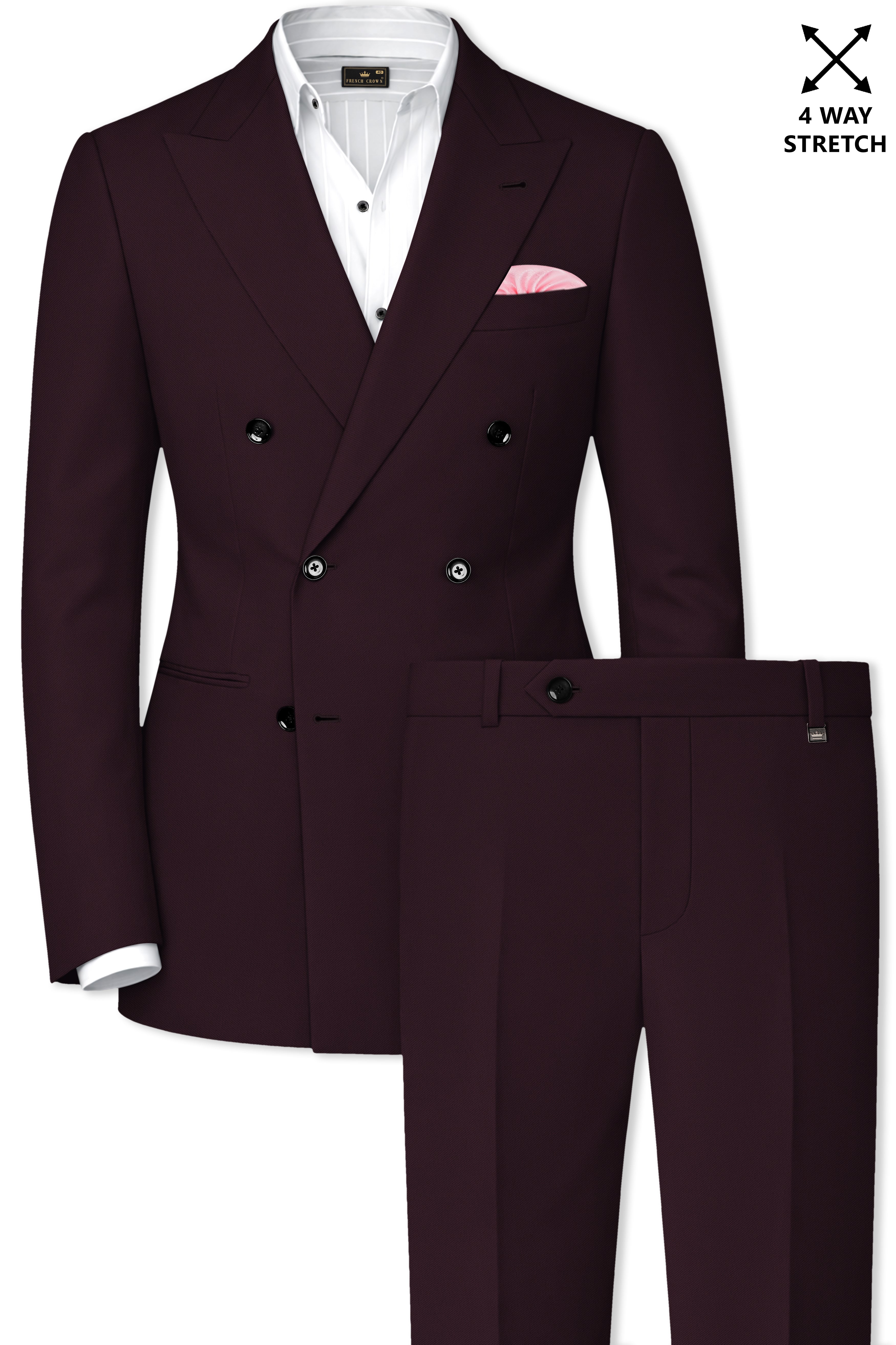 Imperio-korean Eclipse Purple 4-Way Stretch Wrinkle-Free Wool Rich Double Breasted Suit