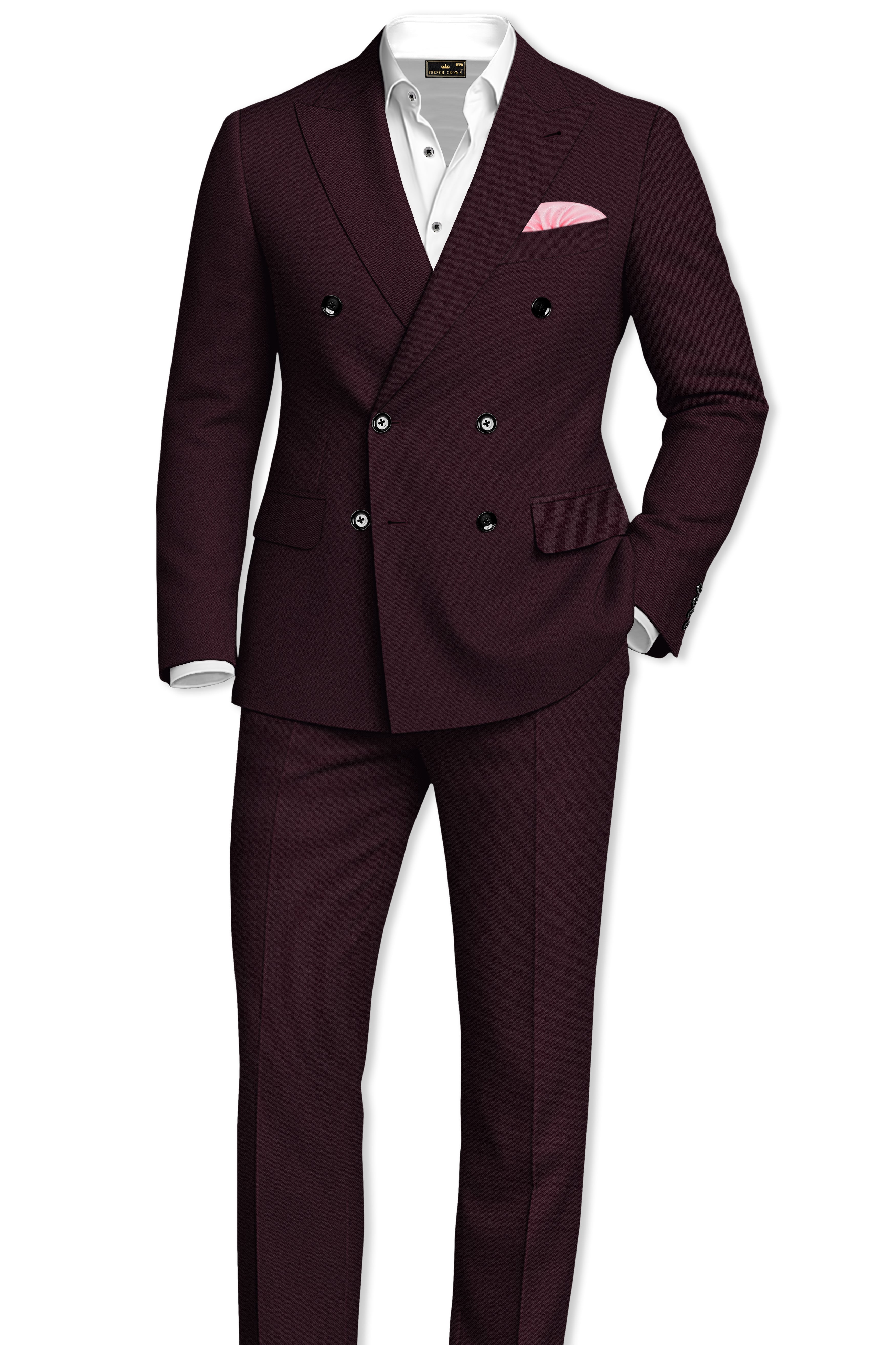 Imperio-korean Eclipse Purple 4-Way Stretch Wrinkle-Free Wool Rich Double Breasted Suit