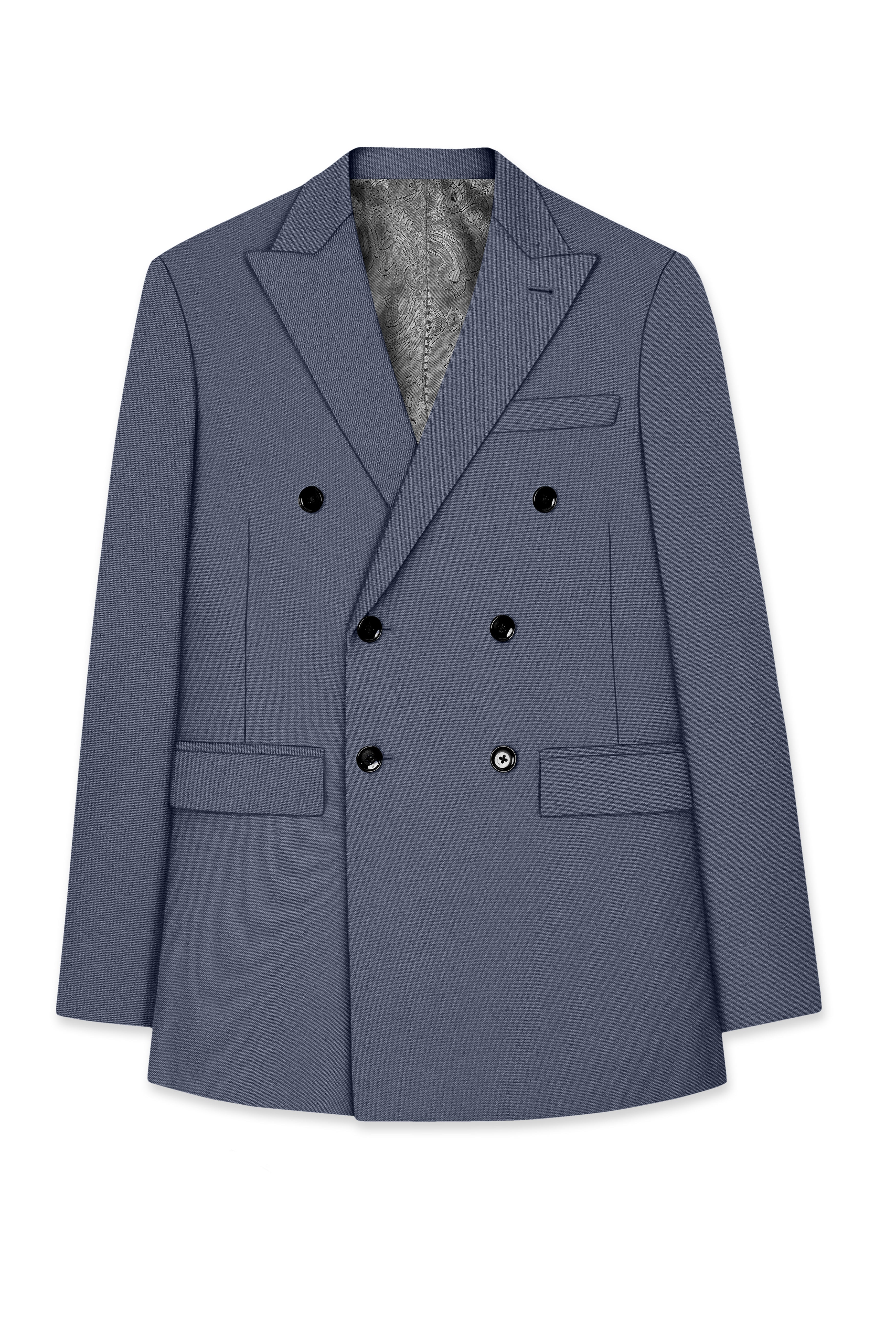 Monarch-Korean Dolphin Gray 4-Way Stretch Wrinkle-Free Wool Rich Double Breasted Suit