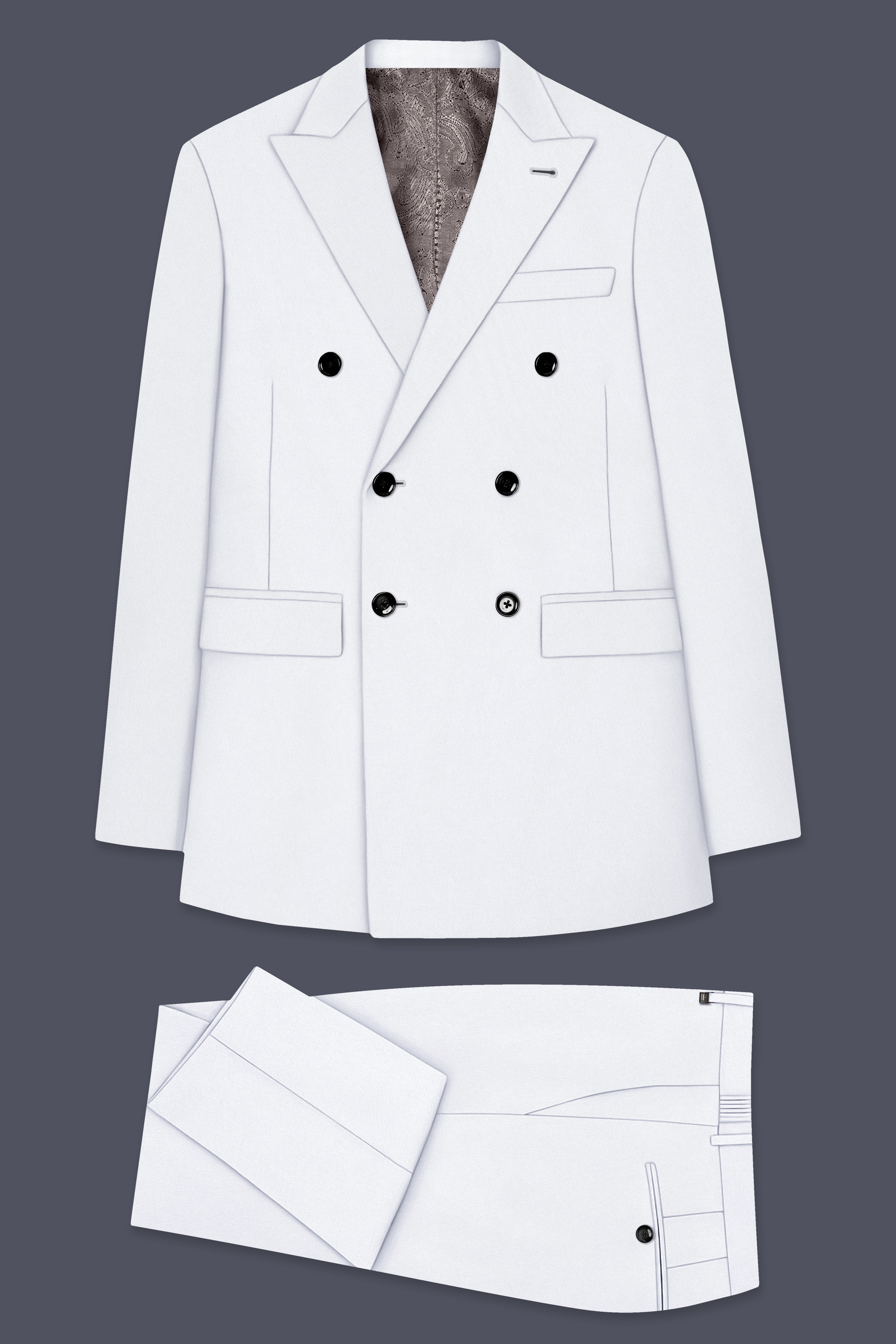Lumier-Korean Bright White 4-Way Stretch Wrinkle-Free Wool Rich Double Breasted Suit