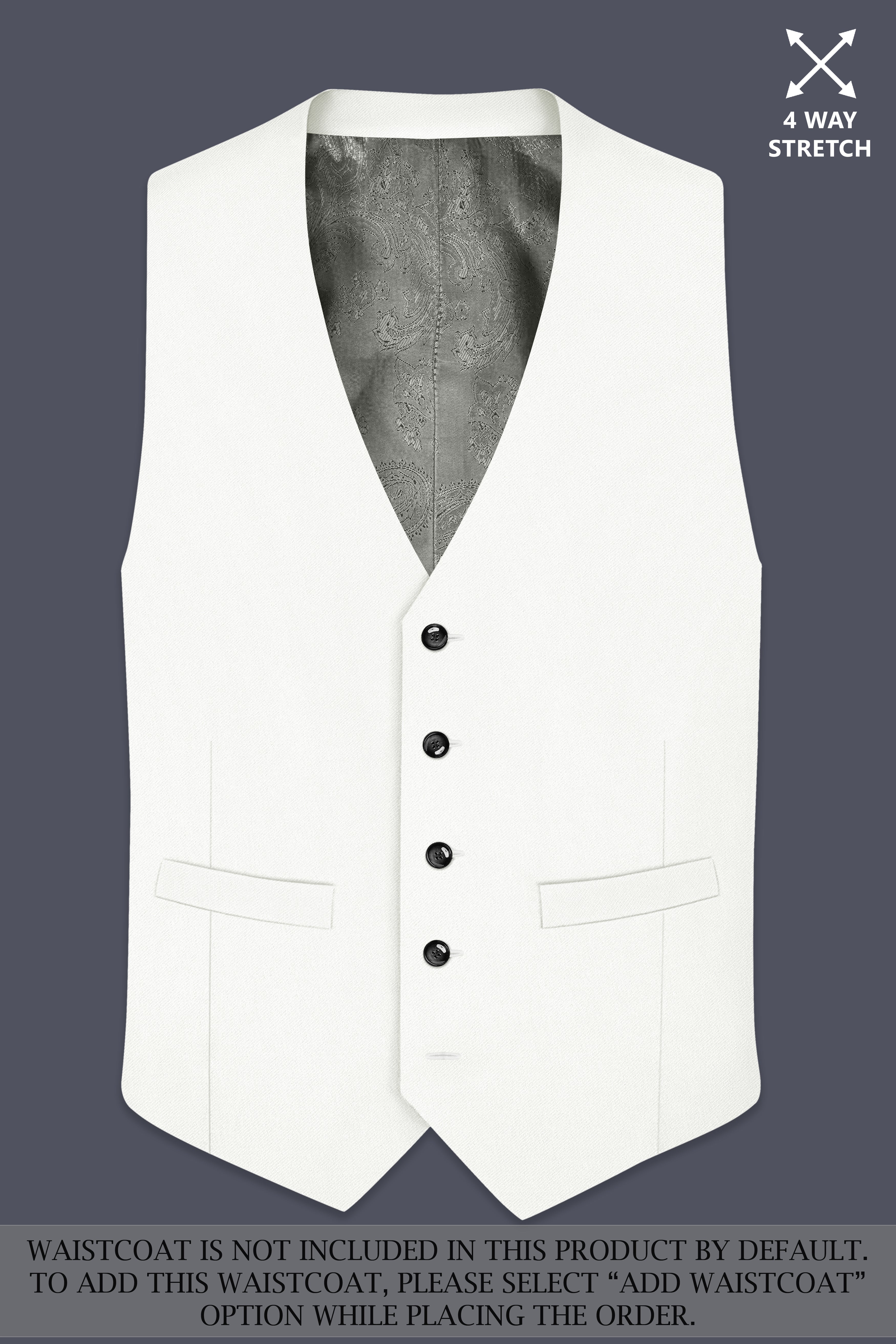 Celio-Korean Off White 4-Way Stretch Wrinkle-Free Wool Rich Double Breasted Suit