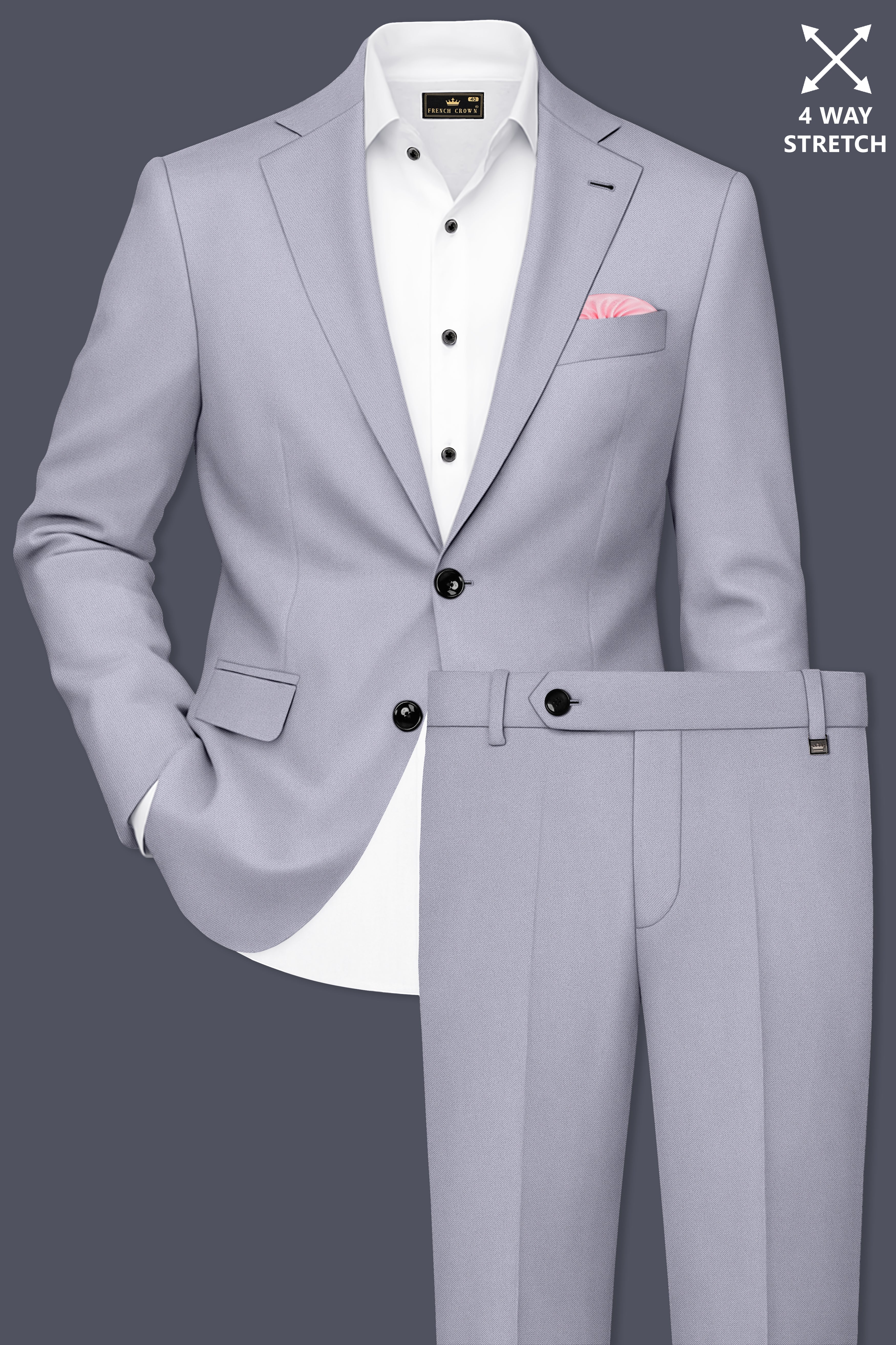 Graphite-Korean Topaz Gray 4-Way Stretch Wrinkle-Free Wool Rich Single Breasted Suit