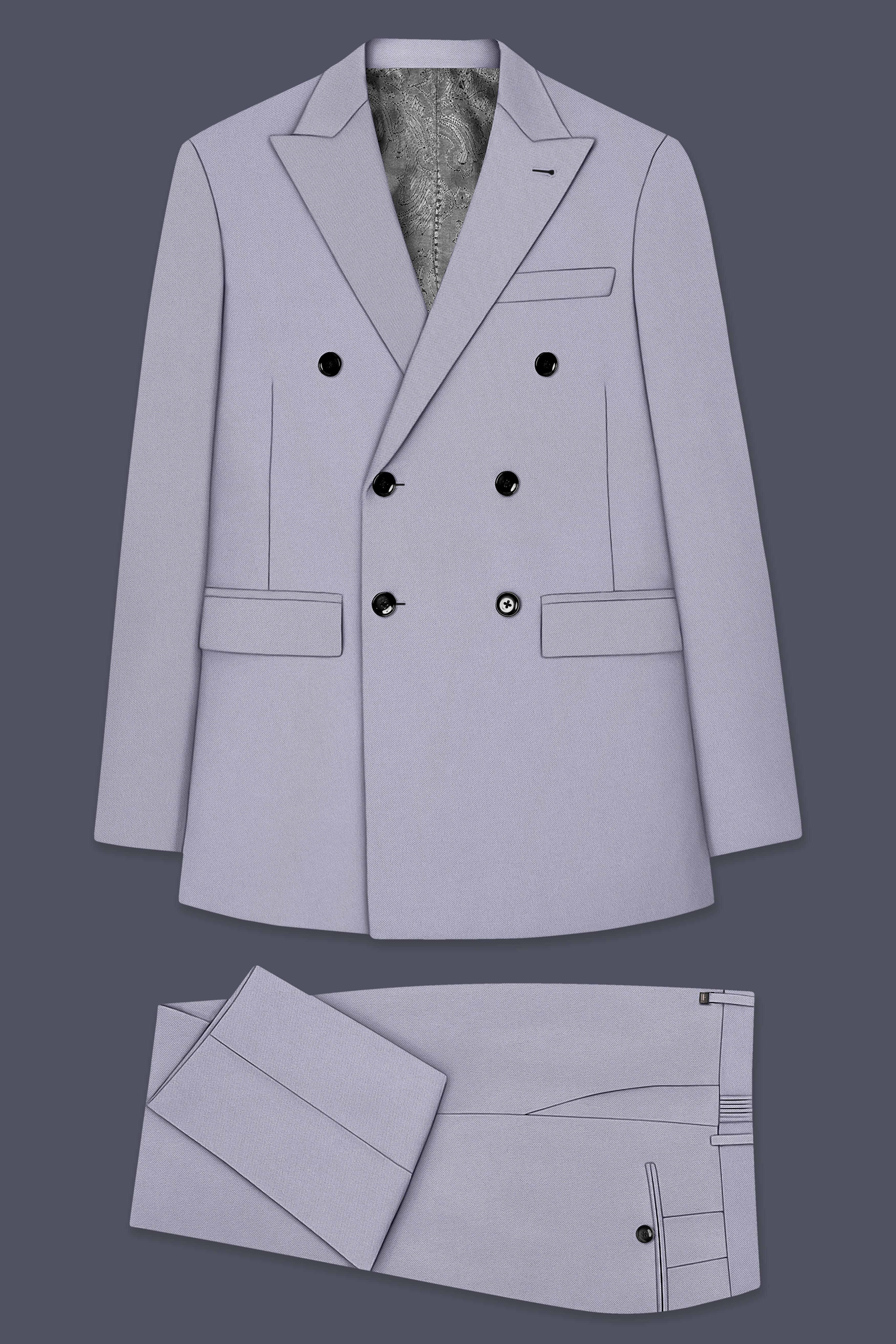 Graphite-Korean Topaz Gray 4-Way Stretch Wrinkle-Free Wool Rich Double Breasted Suit