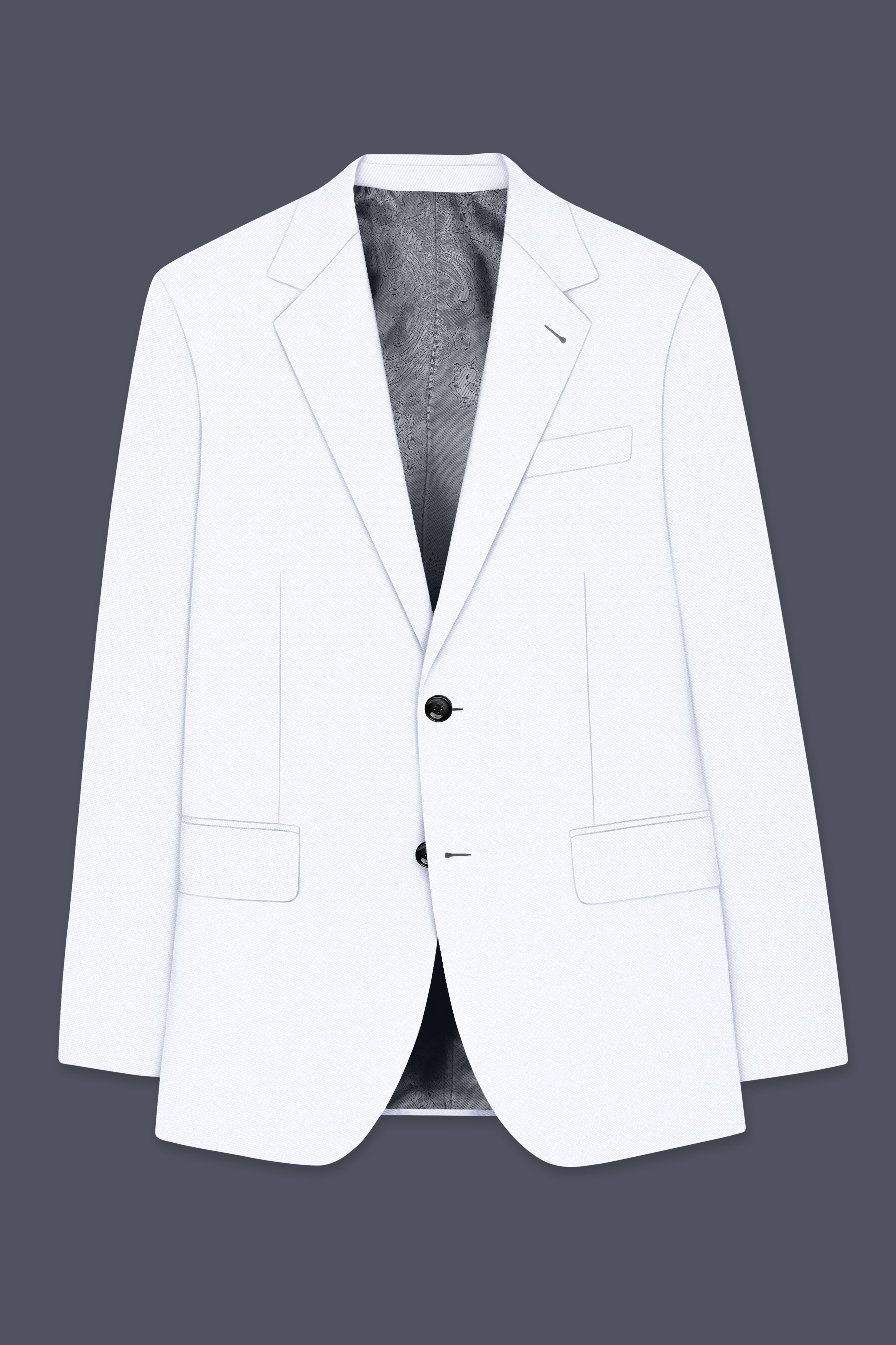 Ivory-Bright White Wool Rich Slight Stretch Single Breasted Suit