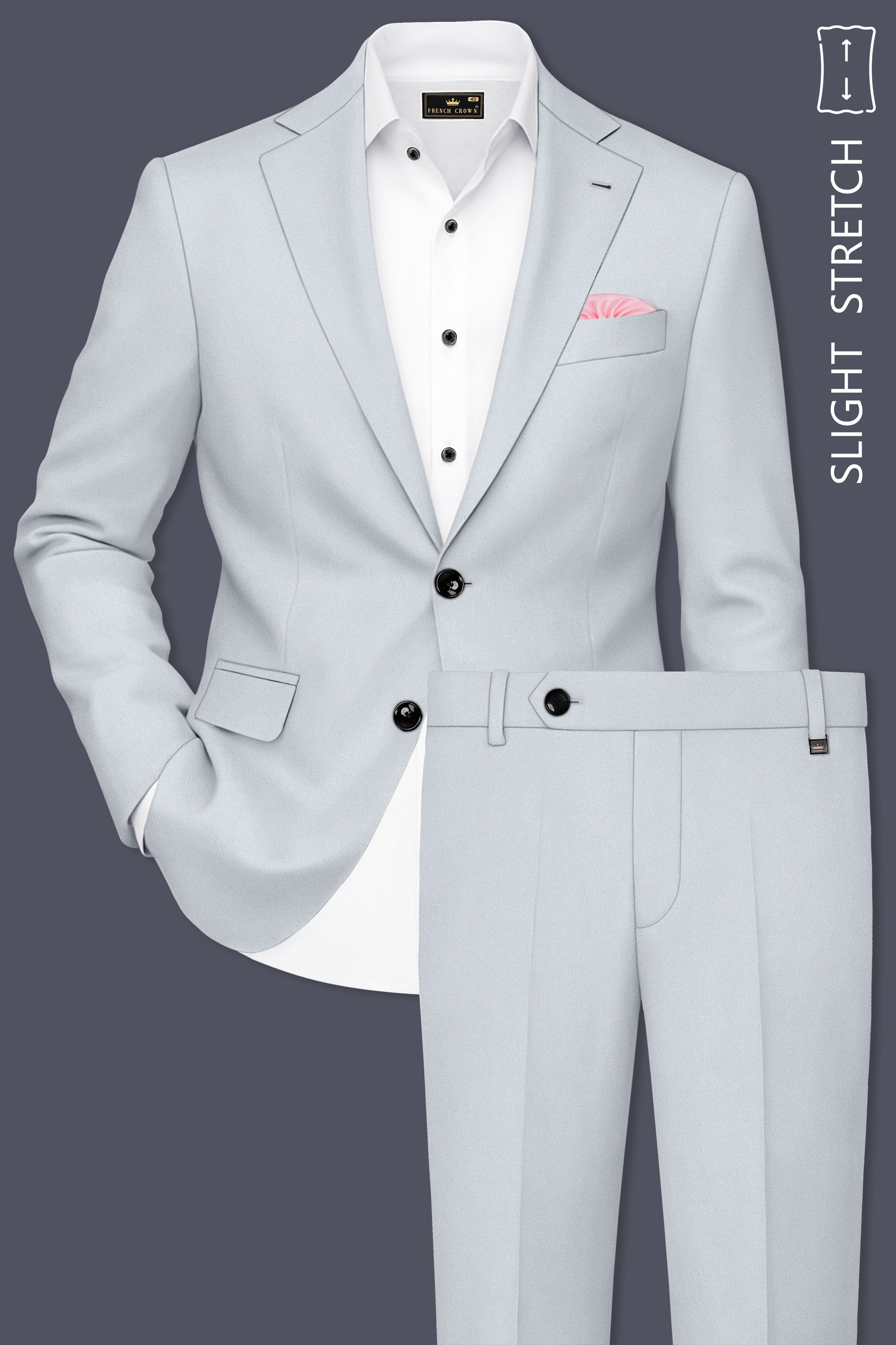 Slate-Mystic Gray Wool Rich Slight Stretch Single Breasted Suit