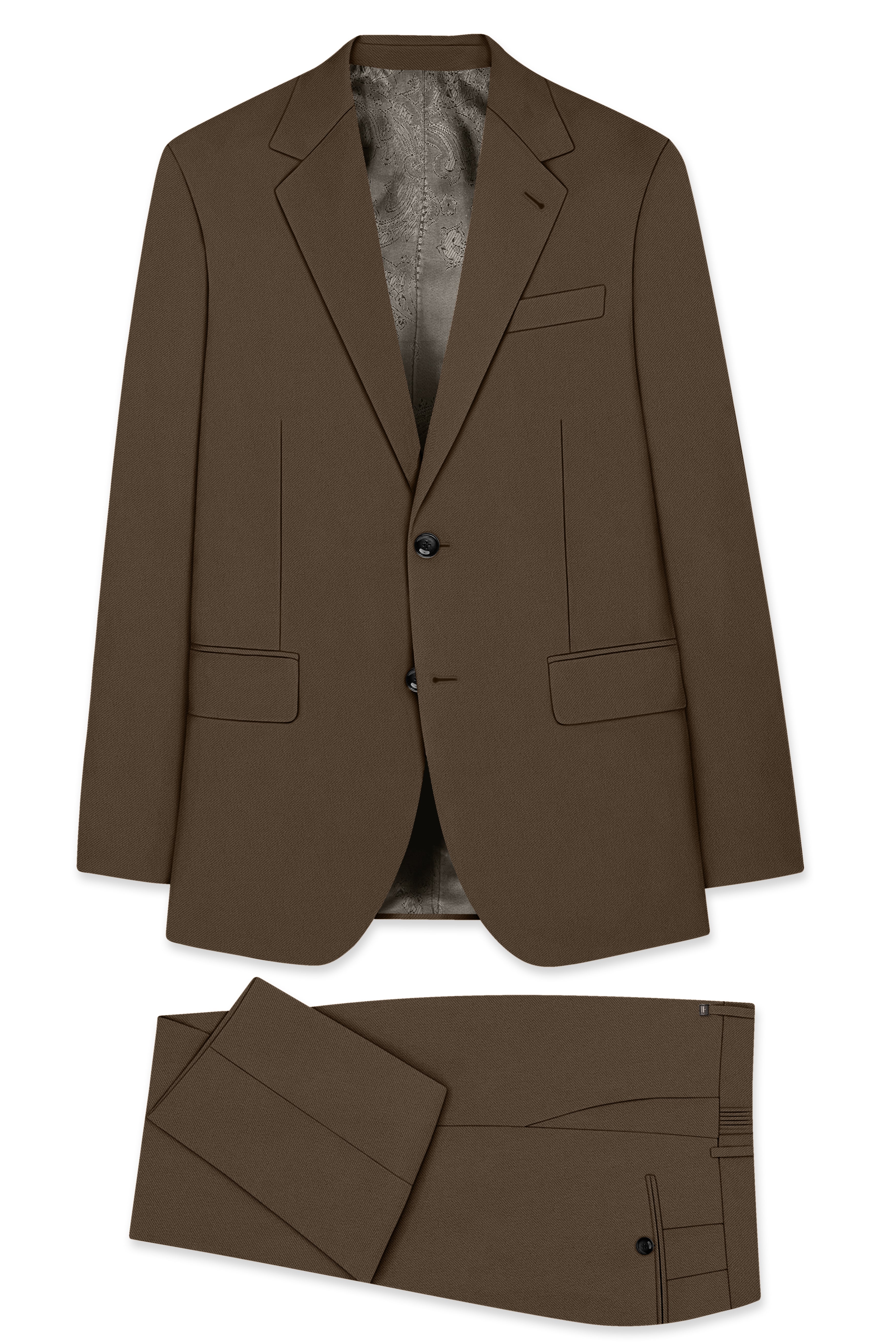 Prestige-Lisbon Brown Wool Rich Slight Stretch Single Breasted Suit