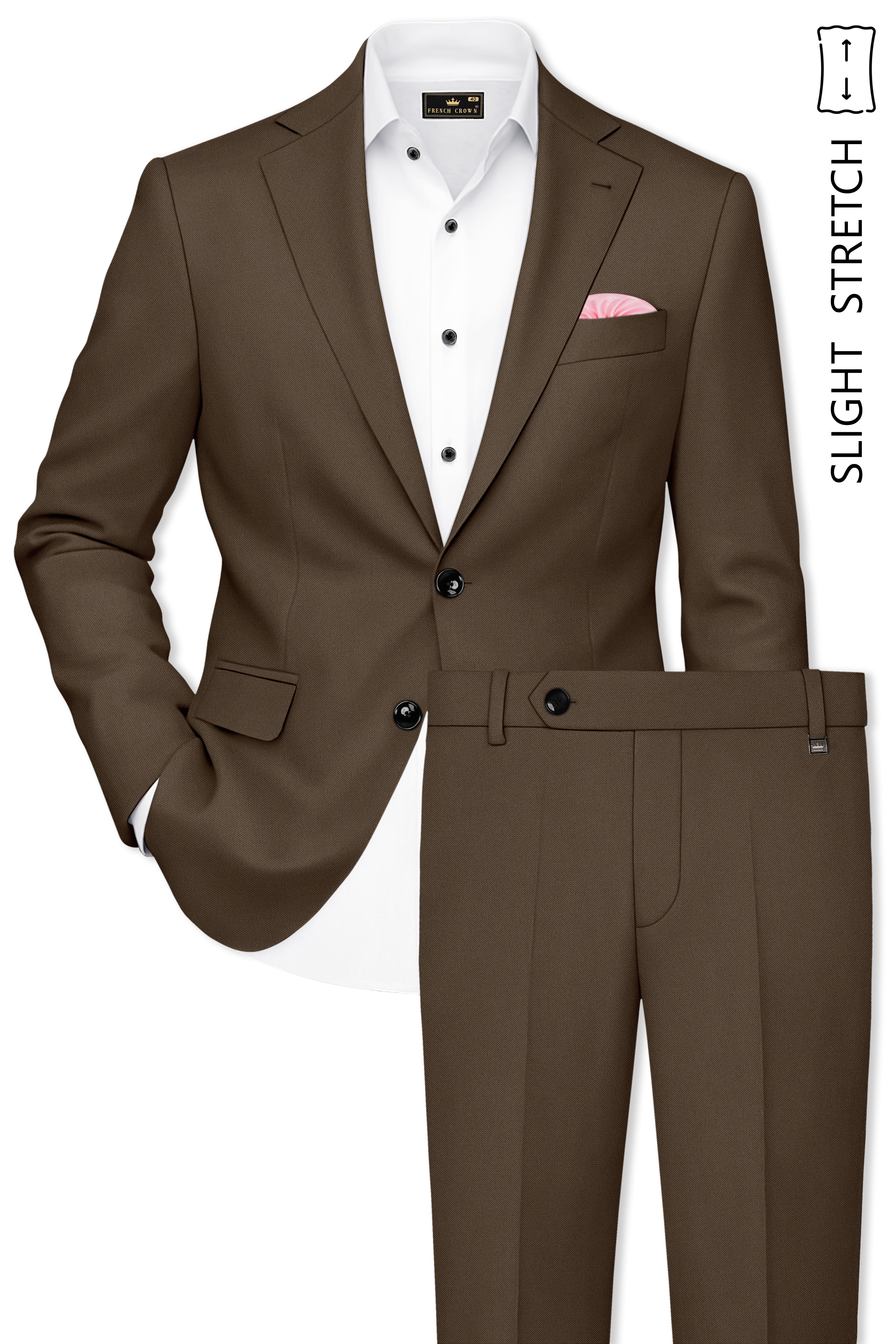 Prestige-Lisbon Brown Wool Rich Slight Stretch Single Breasted Suit