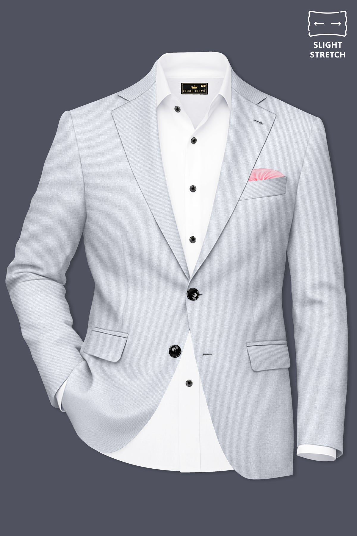 Azure-Periwinkle Gray Wool Rich Slight Stretch Single Breasted Suit
