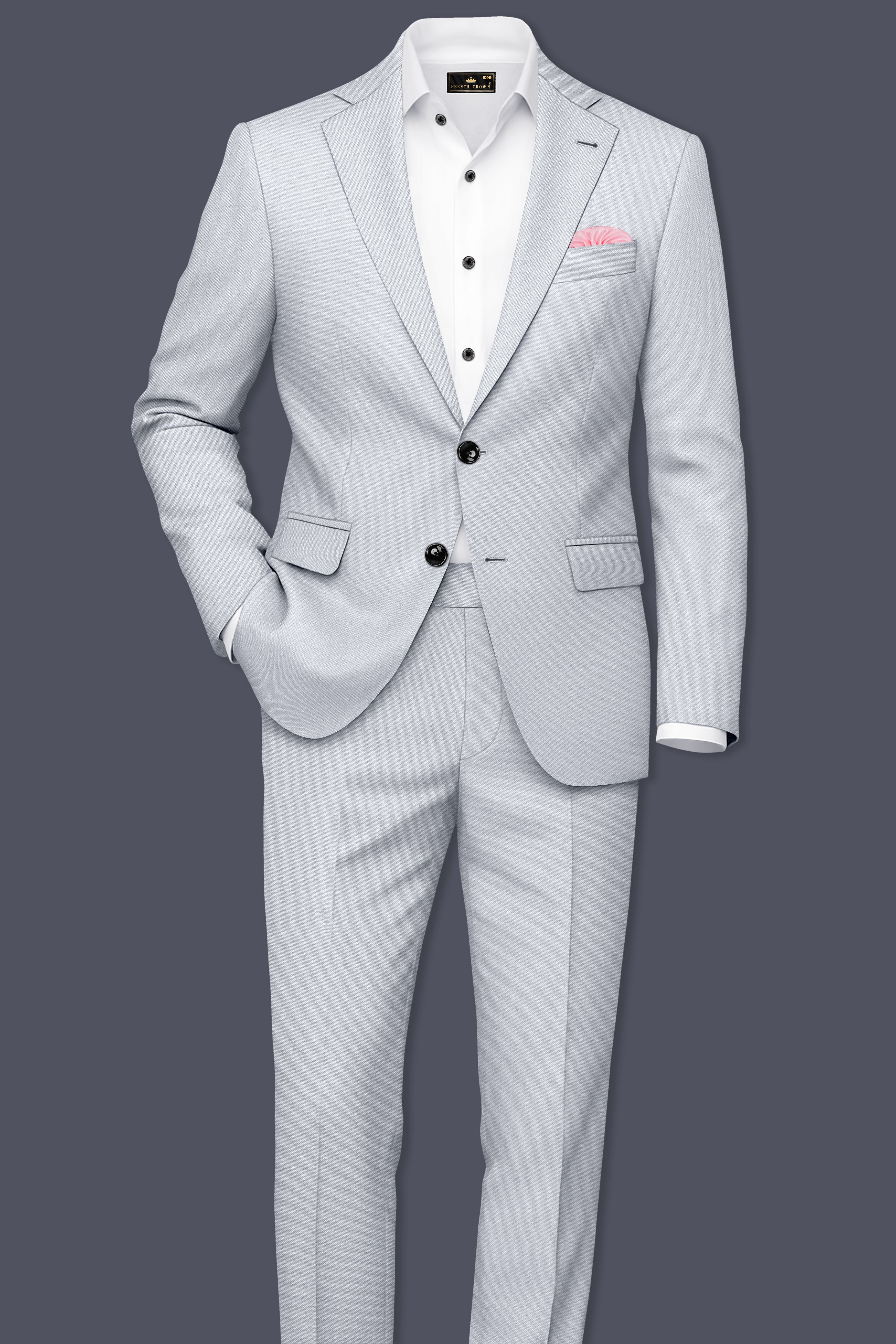 Azure-Periwinkle Gray Wool Rich Slight Stretch Single Breasted Suit