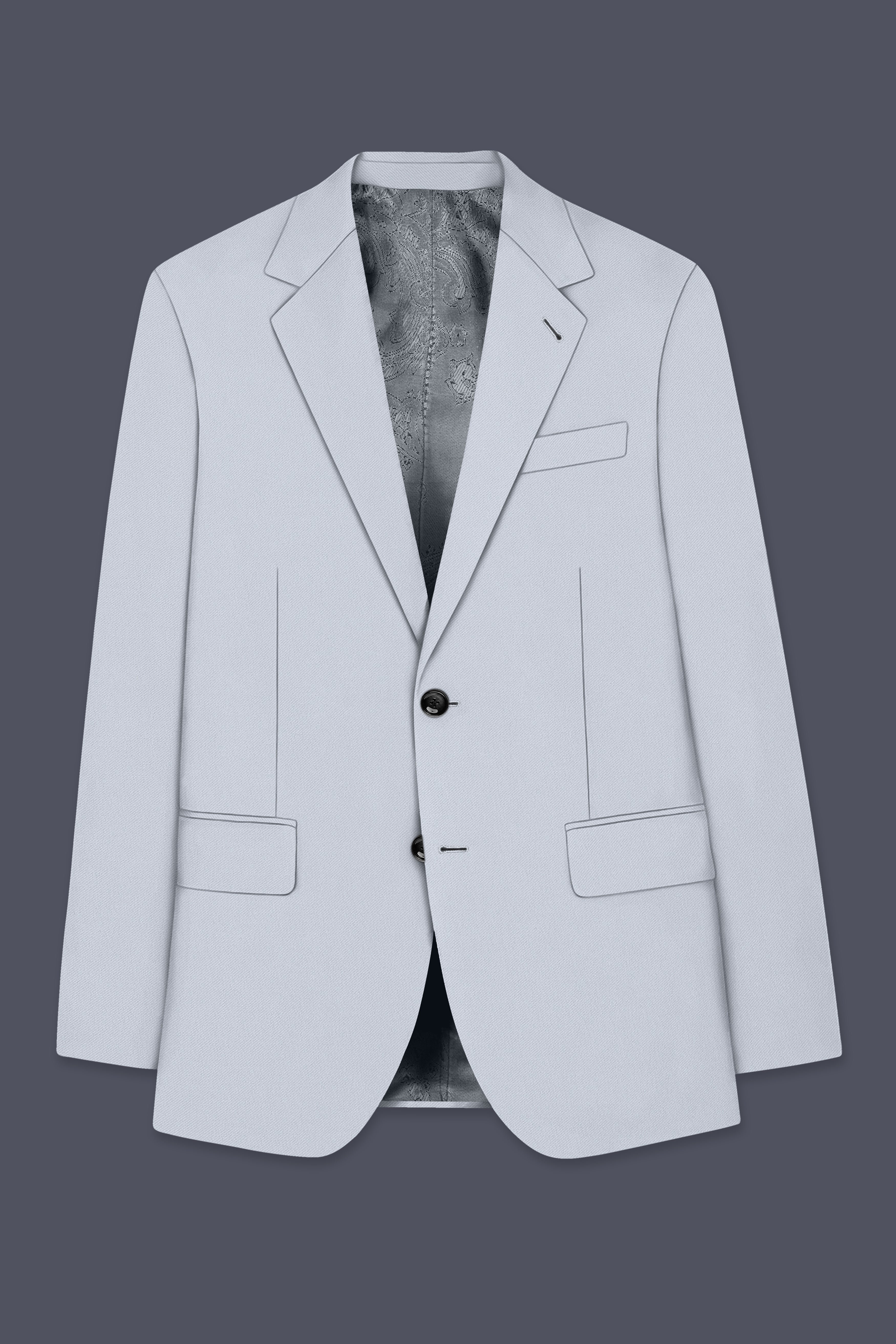 Azure-Periwinkle Gray Wool Rich Slight Stretch Single Breasted Suit
