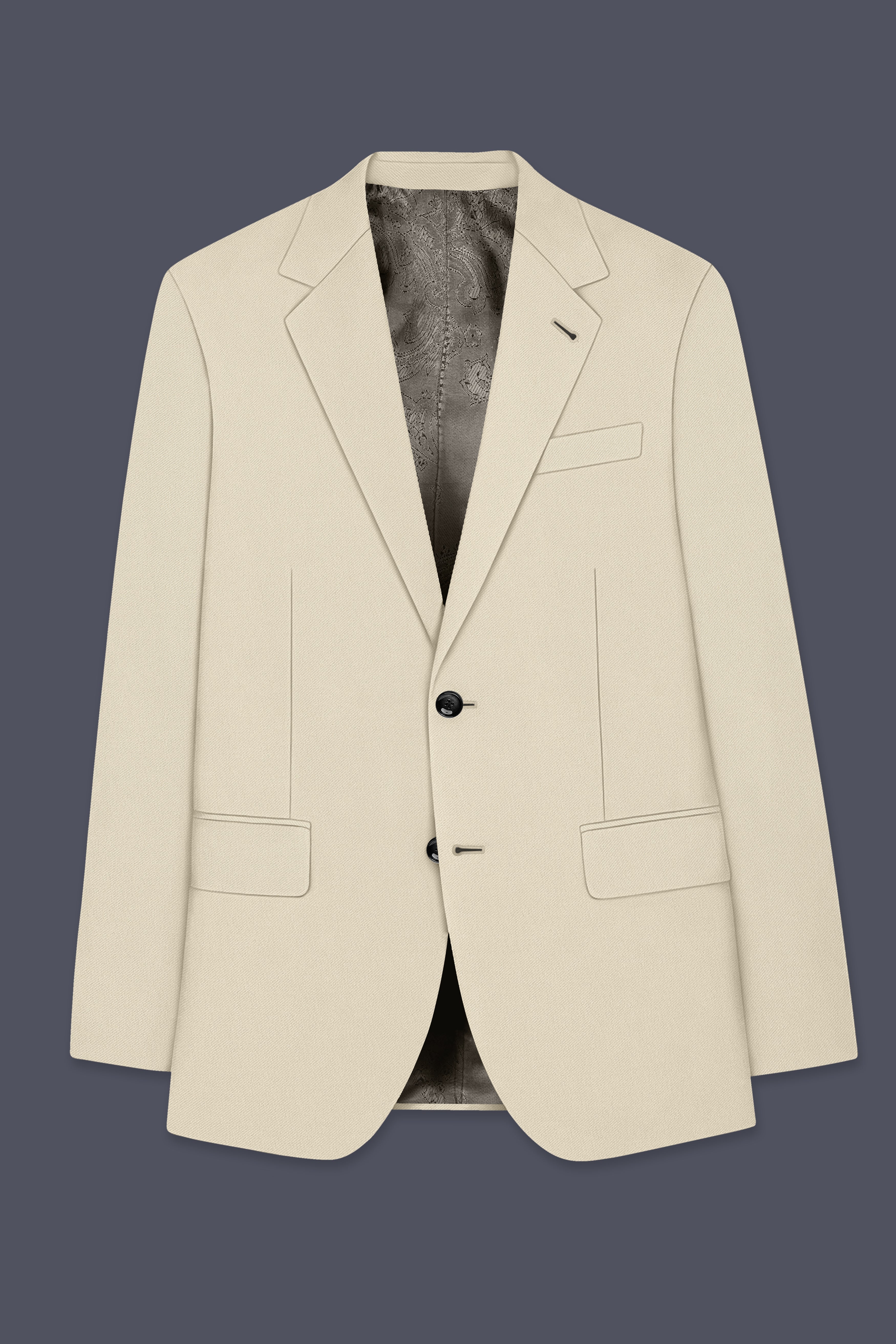 Ivora-Almond Cream Wool Rich Slight Stretch Single Breasted Suit