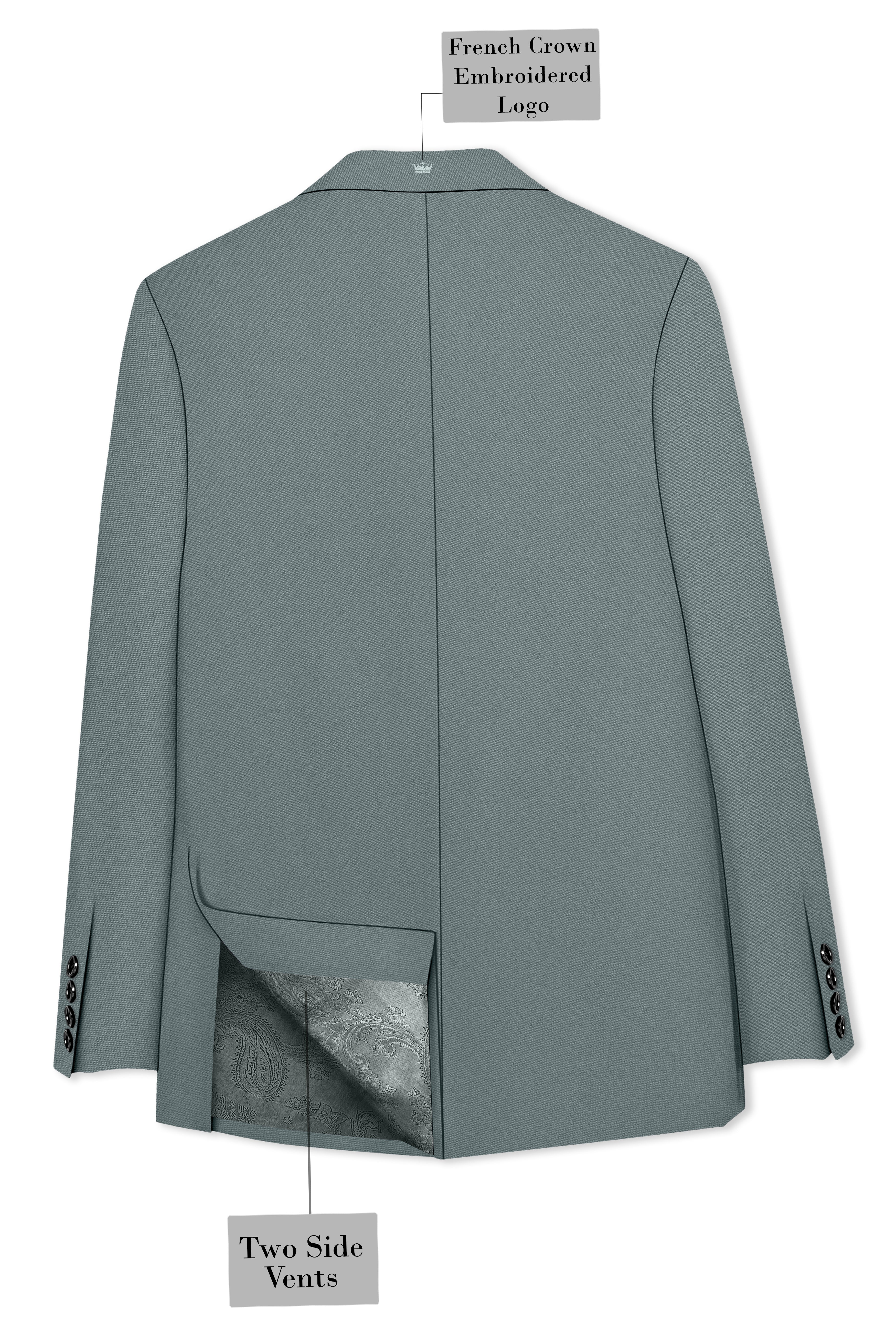 Verdant-Raven Green Wool Rich Slight Stretch Single Breasted Suit