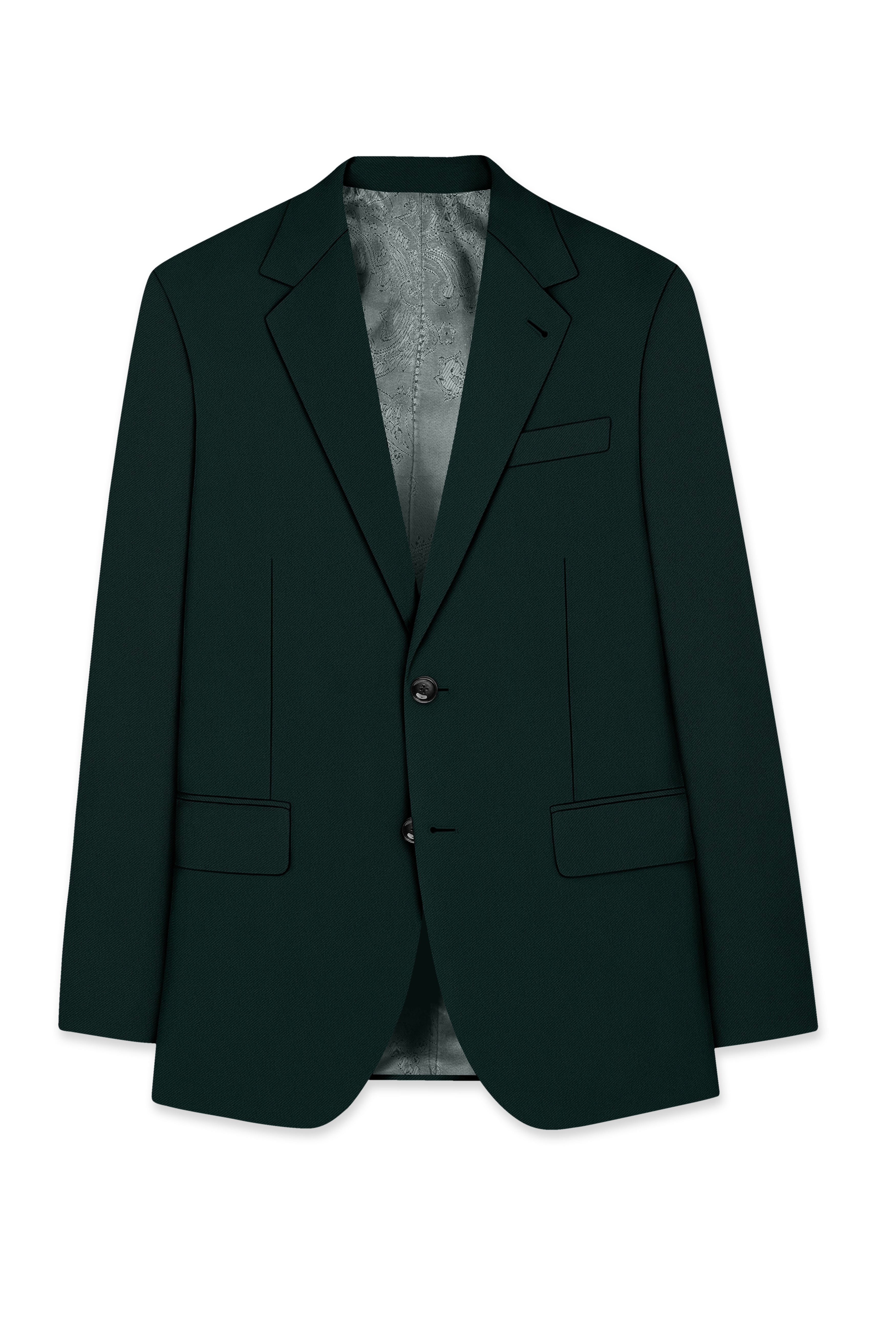 Lustre-Emerald Green Wool Rich Slight Stretch Single Breasted Suit