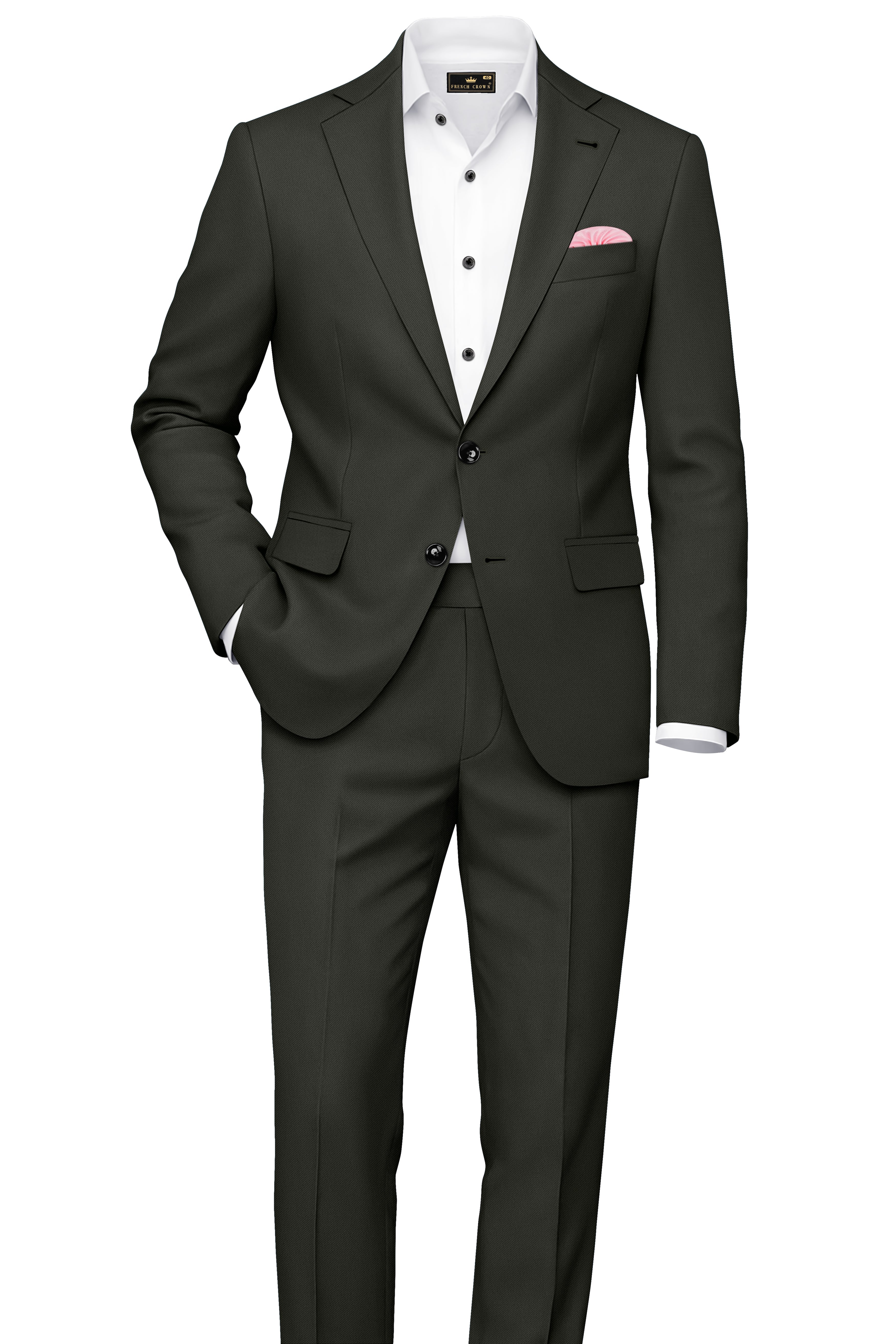 Apex-Piano Green Wool Rich Slight Stretch Single Breasted Suit
