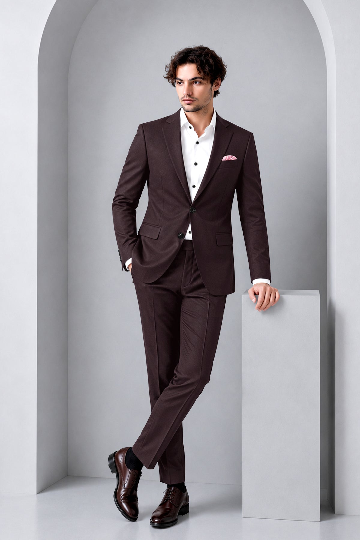 Bristol-Eclipse Brown Wool Rich Slight Stretch Single Breasted Suit
