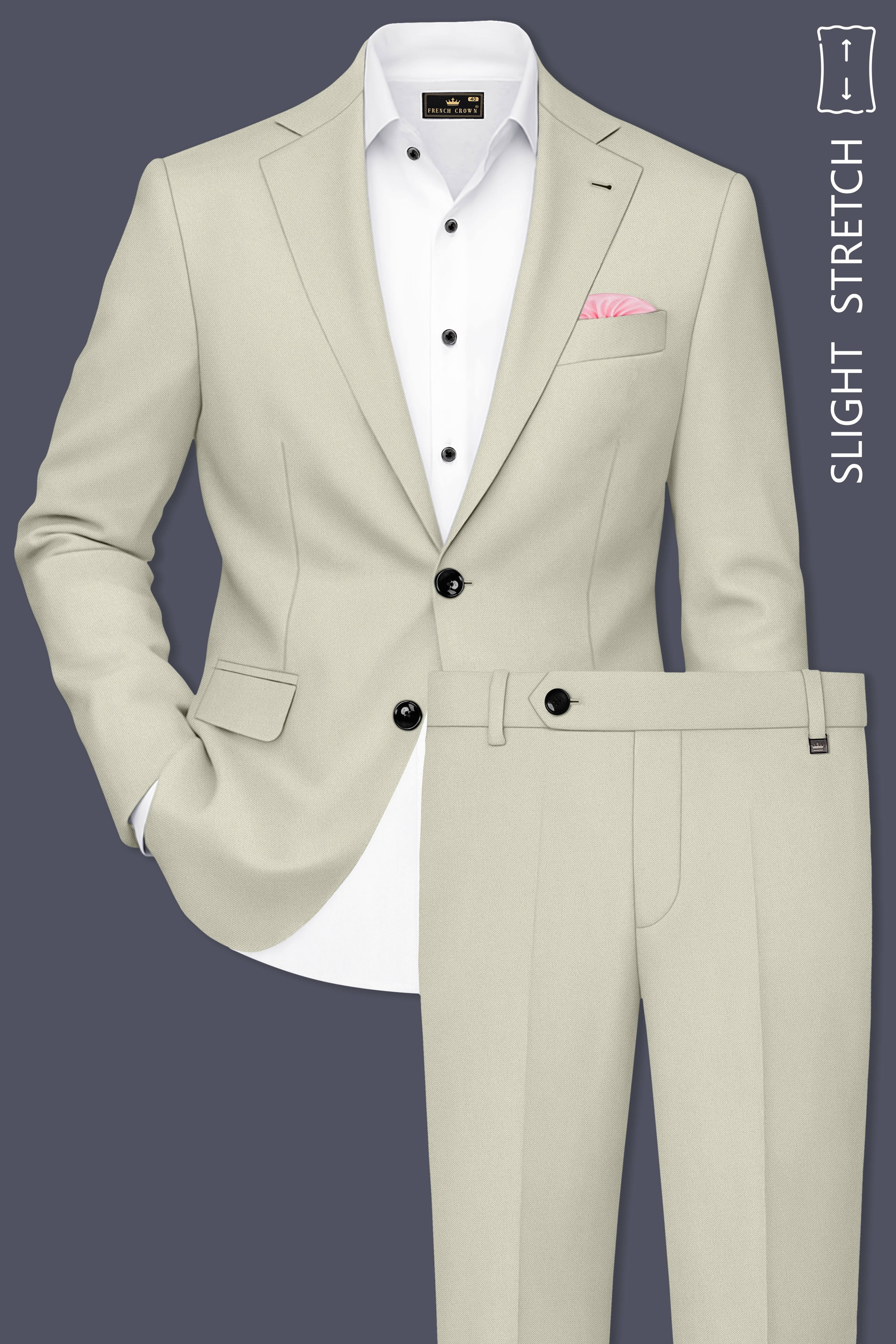 Verde-Tana Green Wool Rich Slight Stretch Single Breasted Suit