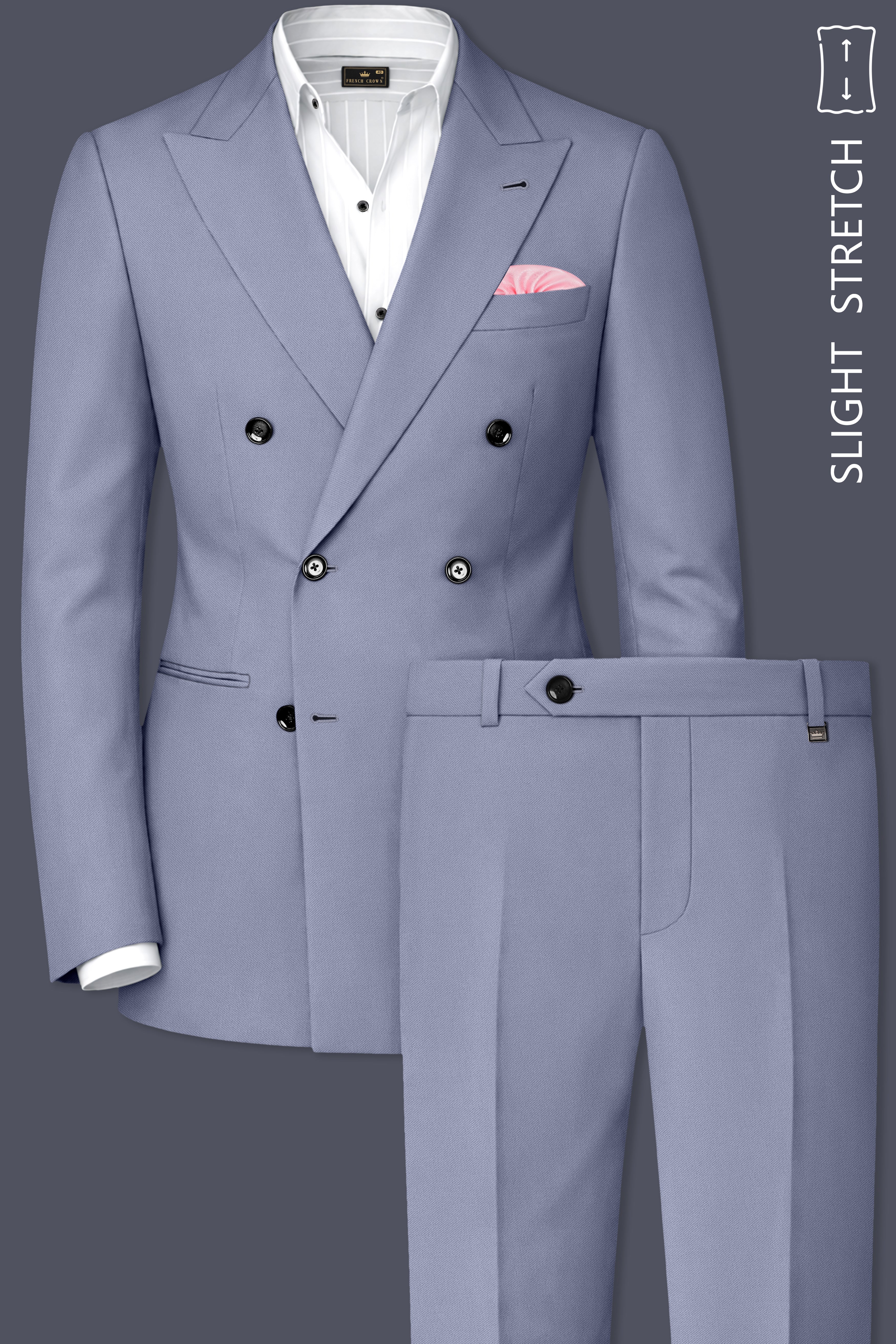 Sterling-Manatee Gray Wool Rich Slight Stretch Double Breasted Suit