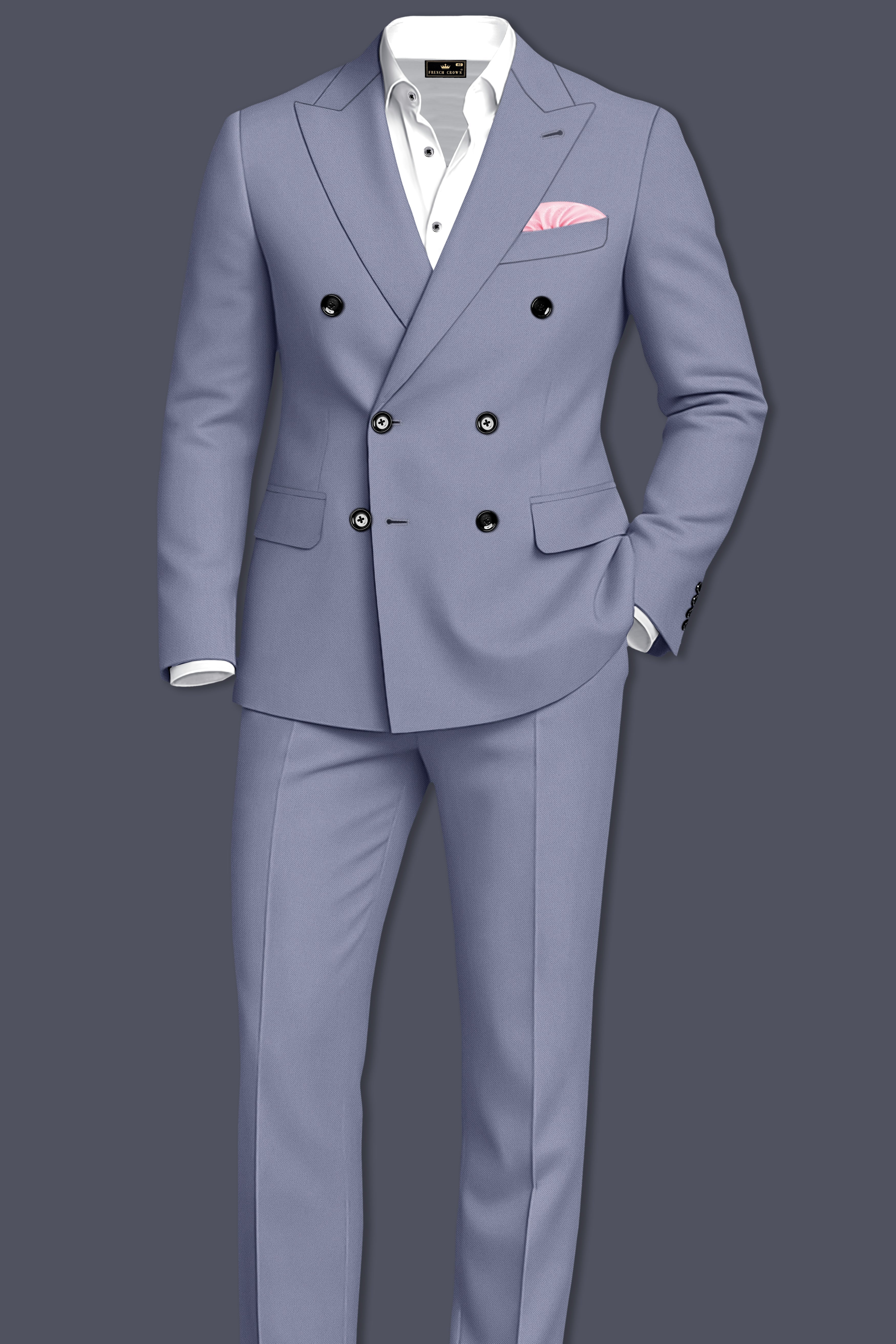 Sterling-Manatee Gray Wool Rich Slight Stretch Double Breasted Suit