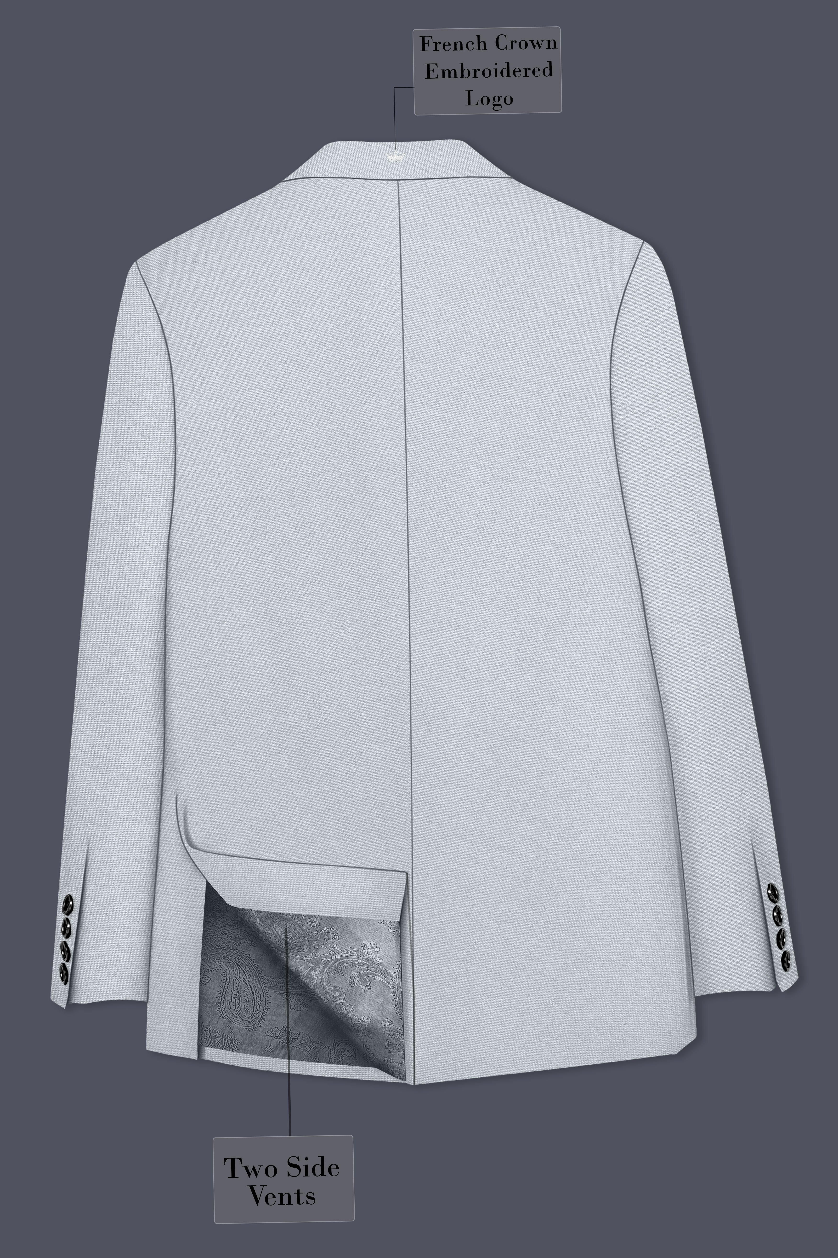 Slate-Mystic Gray Wool Rich Slight Stretch Double Breasted Suit