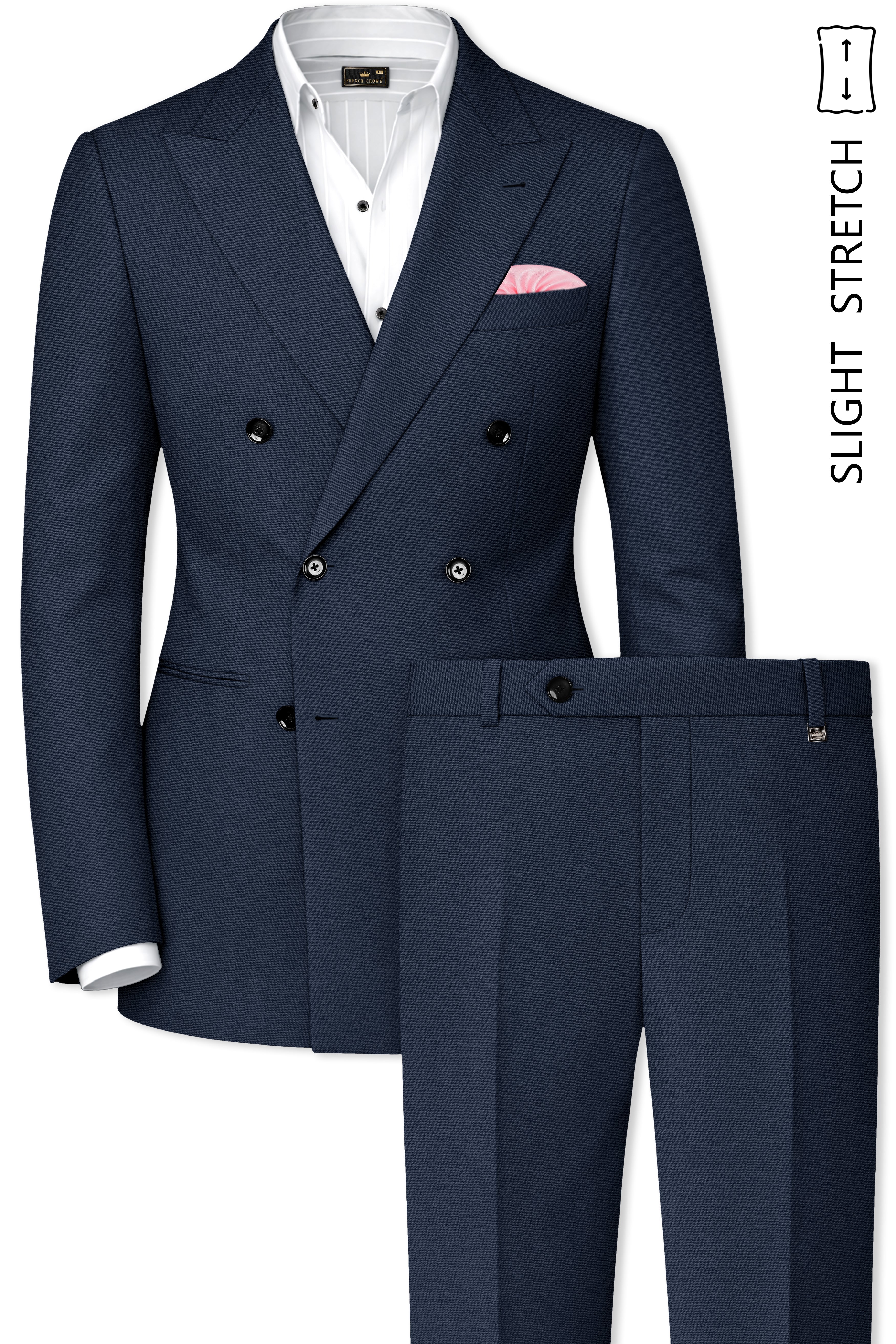 Nautis-Baltic Blue Wool Rich Slight Stretch Double Breasted Suit