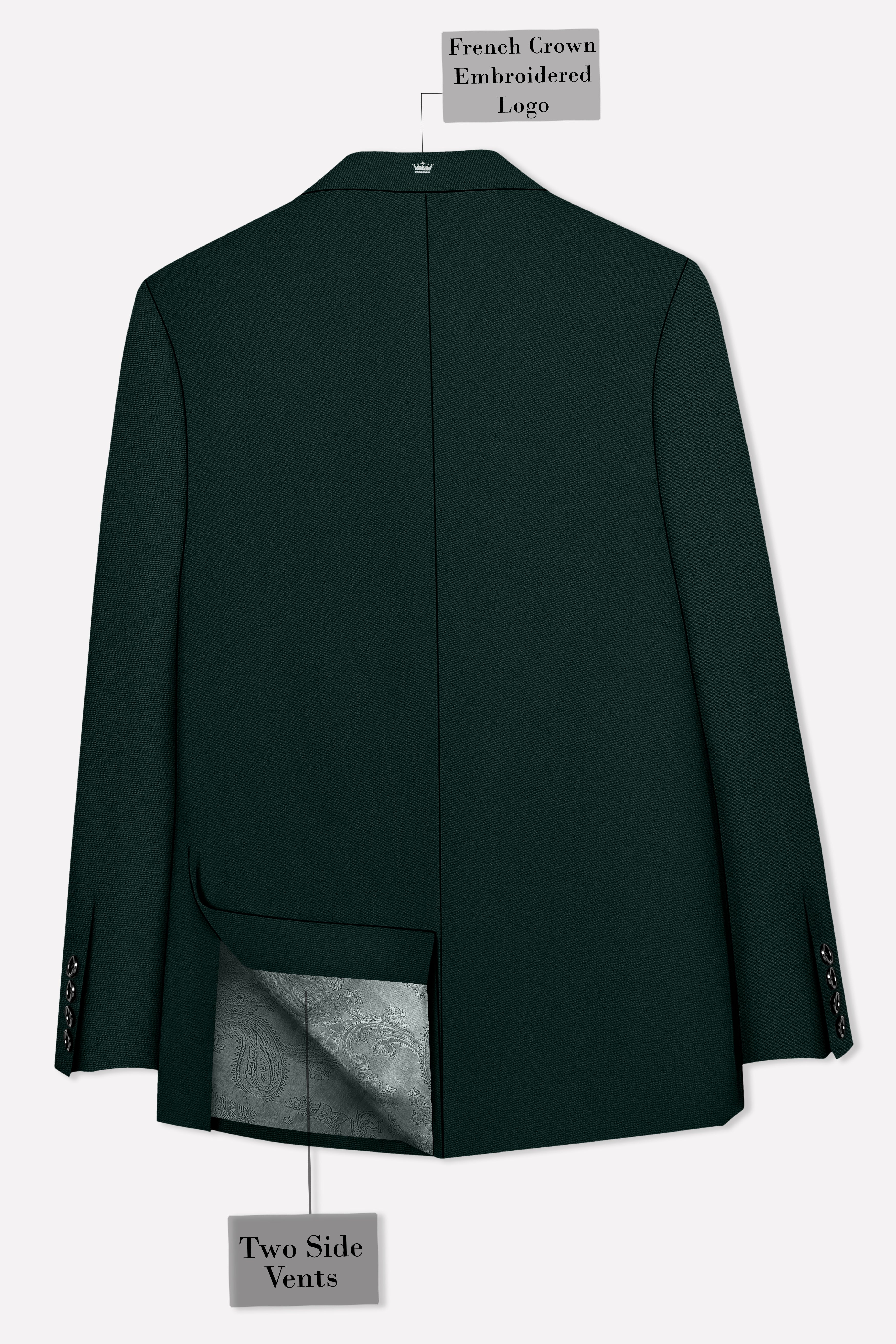 Lustre-Emerald Green Wool Rich Slight Stretch Double Breasted Suit