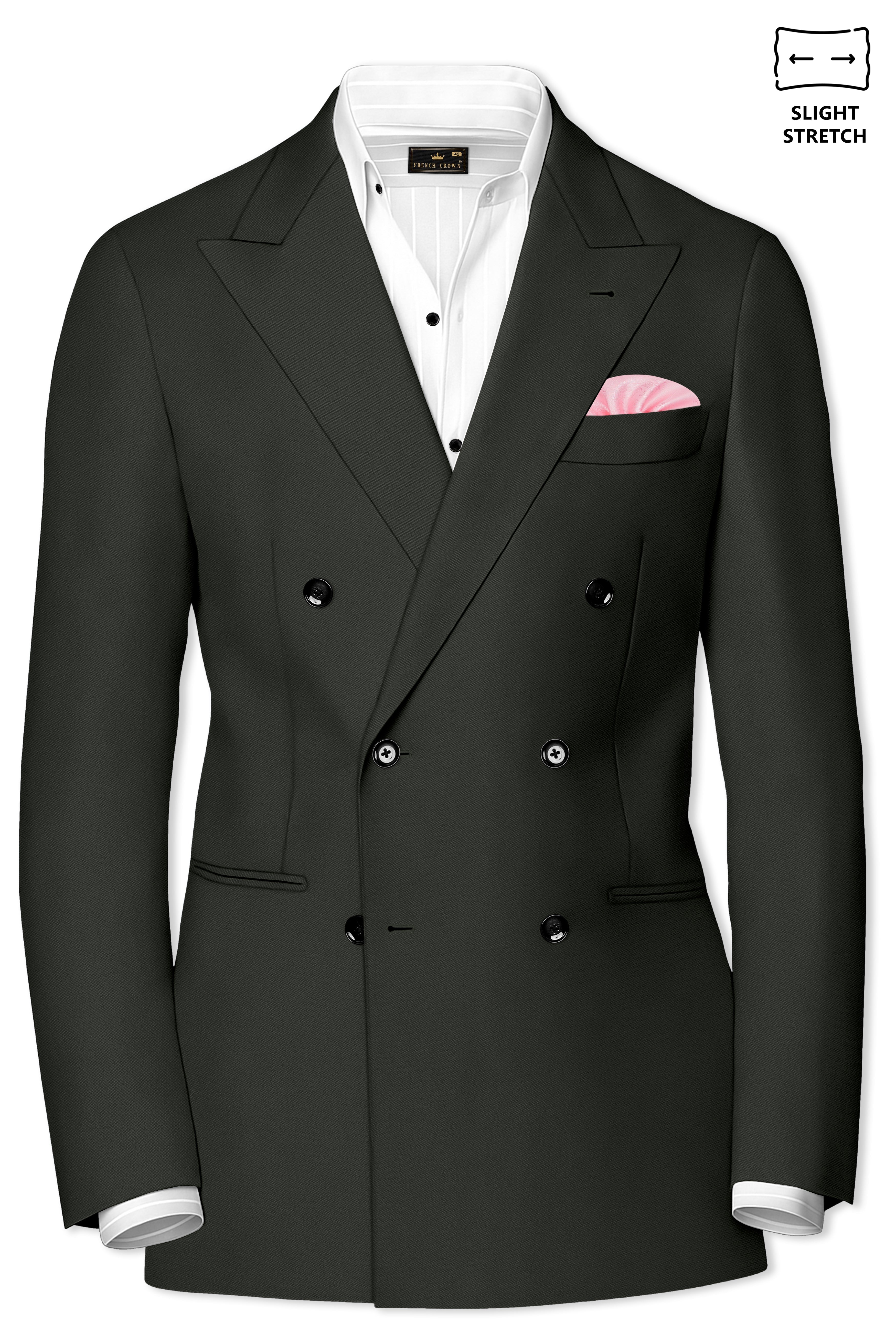 Apex-Piano Green Wool Rich Slight Stretch Double Breasted Suit