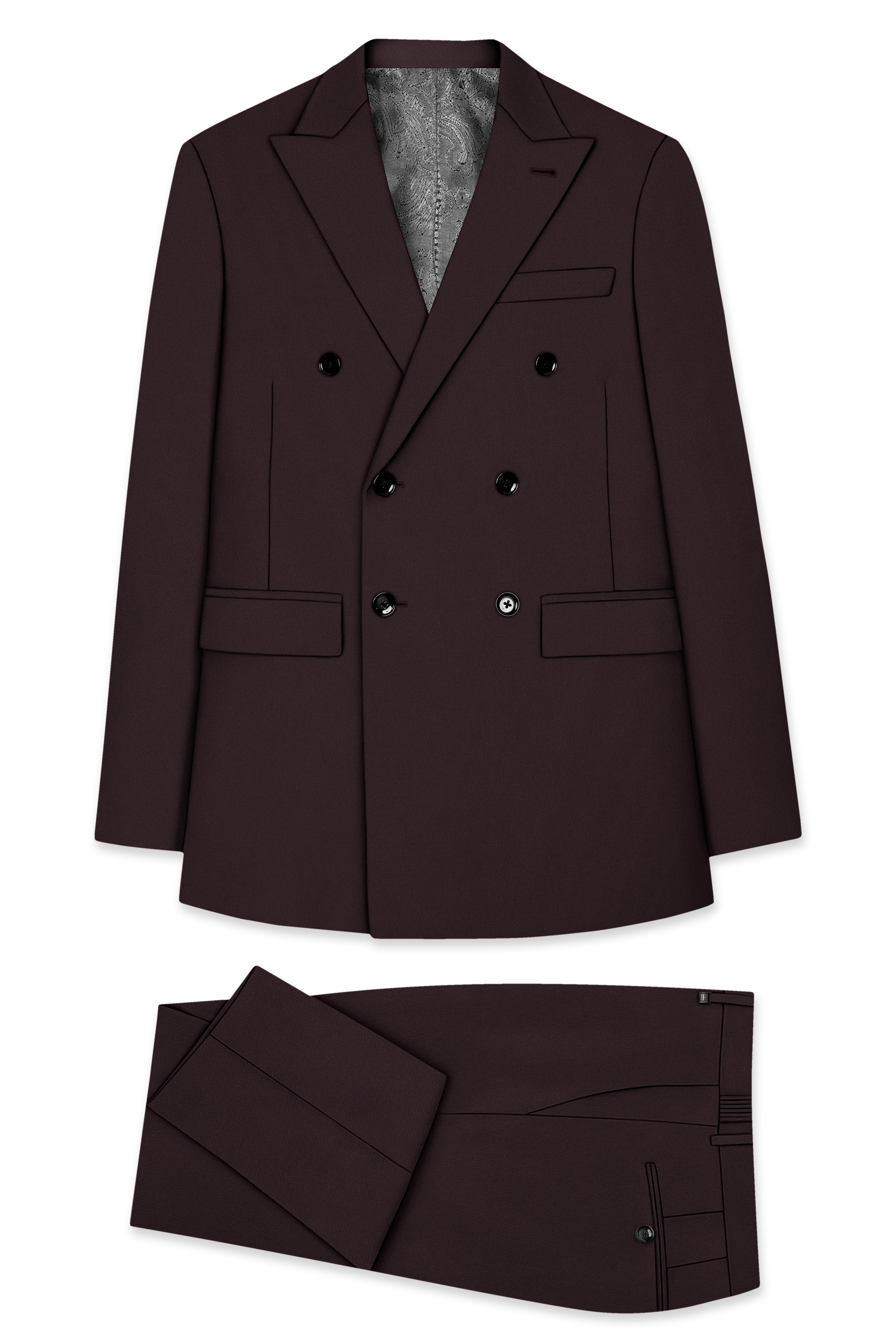 Bristol-Eclipse Brown Wool Rich Slight Stretch Double Breasted Suit