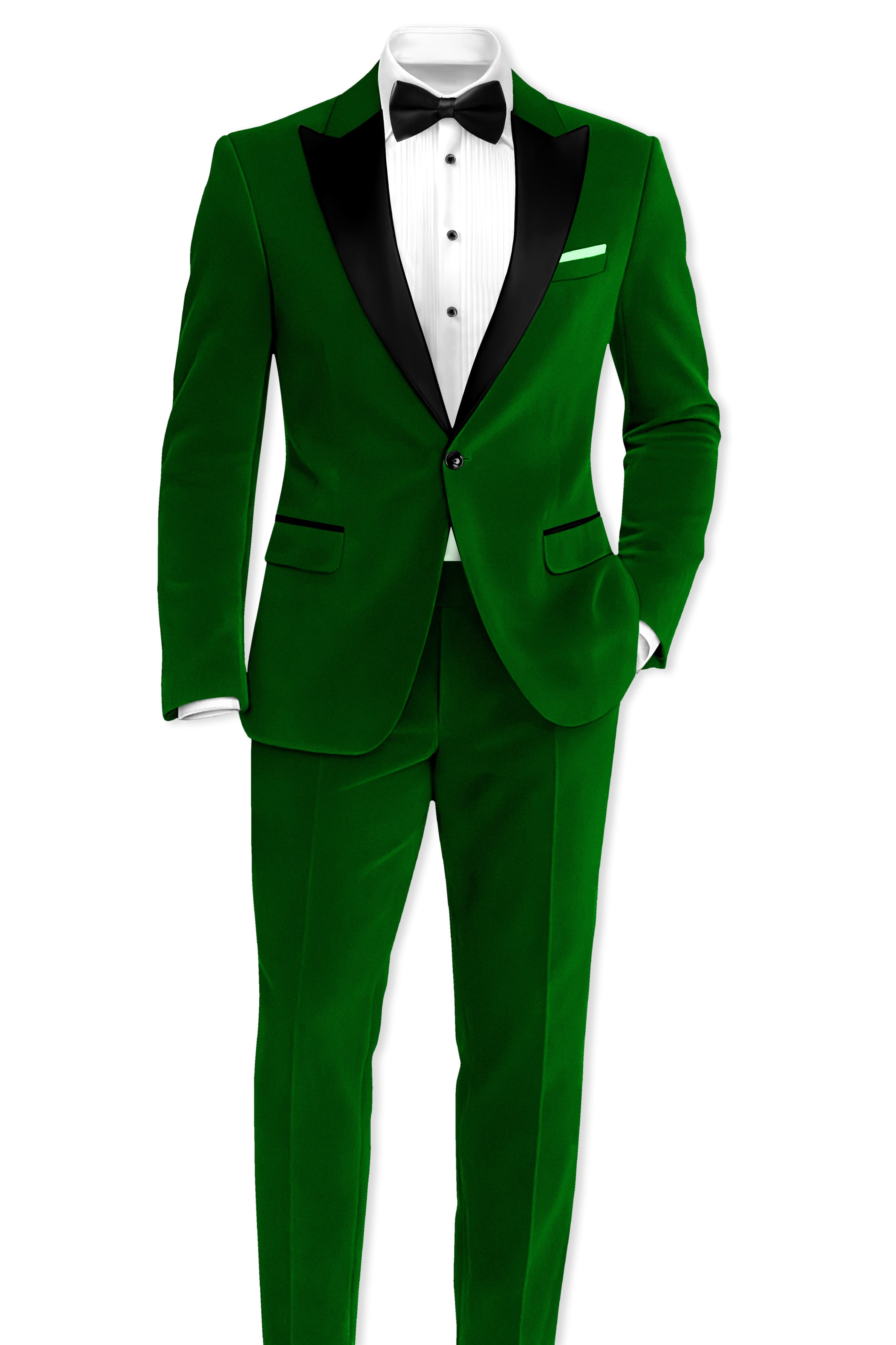 Viridian-Hunter Green Velvet Peak Lapel Tuxedo Suit