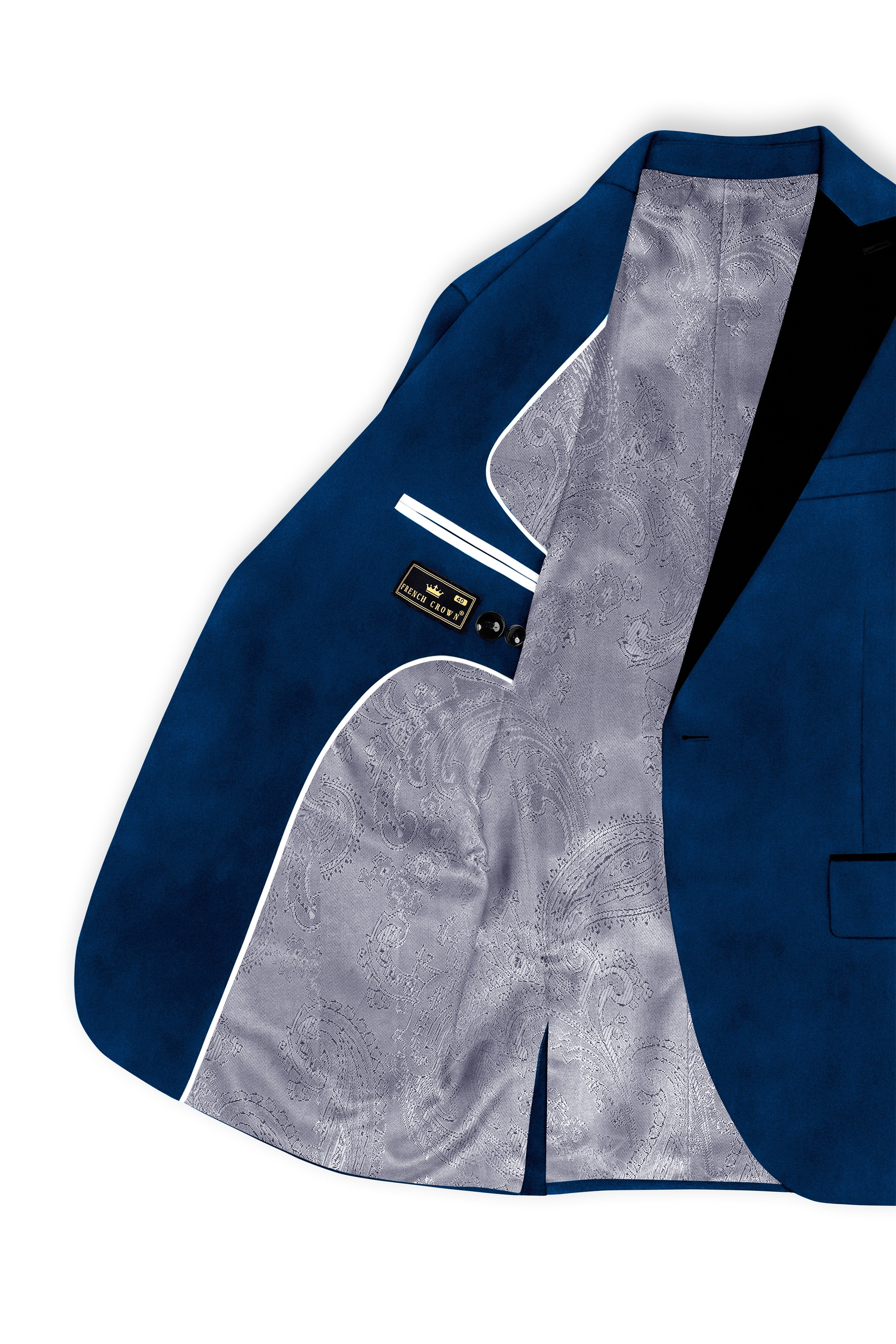 Caspian-Downriver Blue Velvet Peak Lapel Tuxedo Suit
