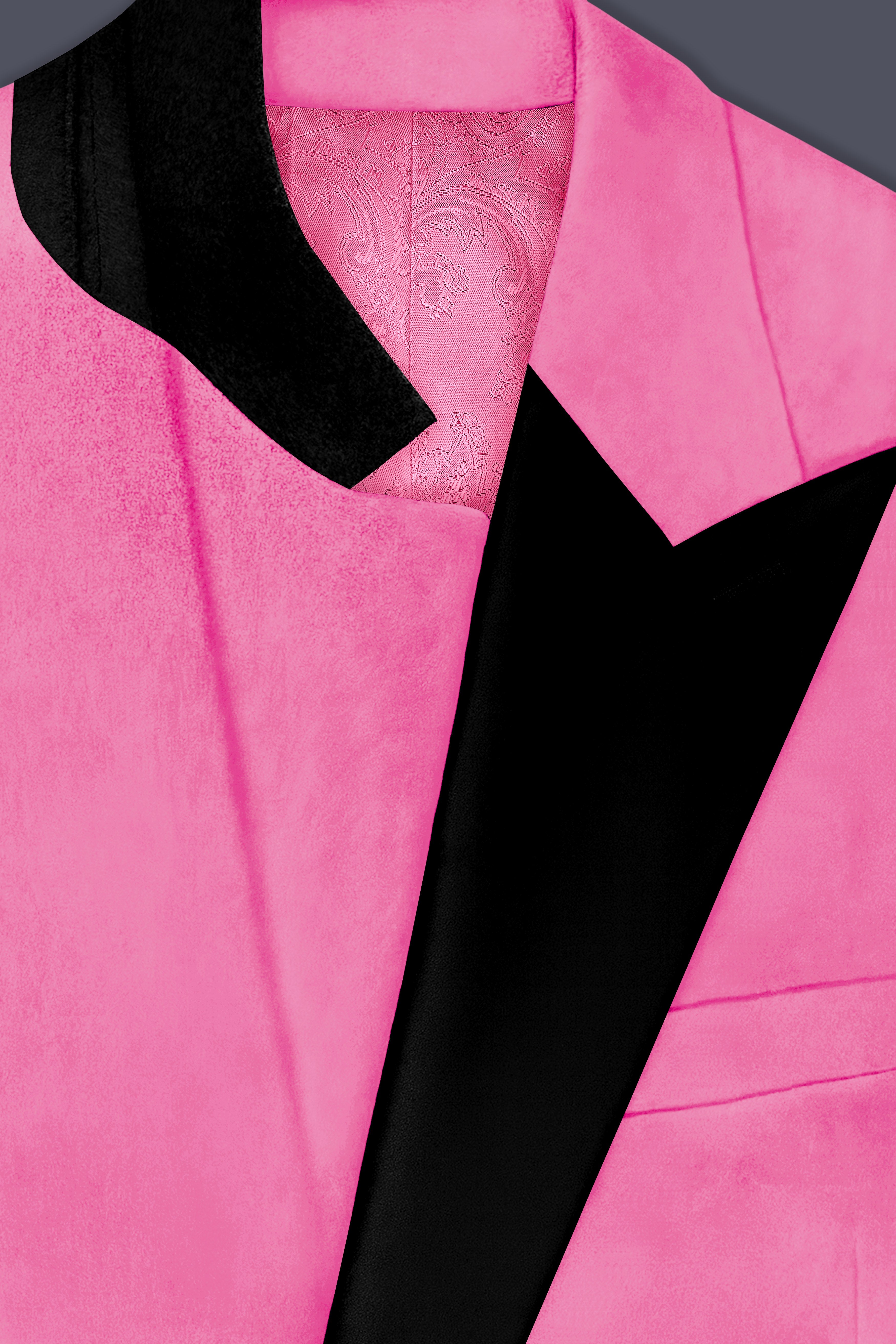 Veloura-Carissma Pink Velvet Peak Lapel Tuxedo Suit