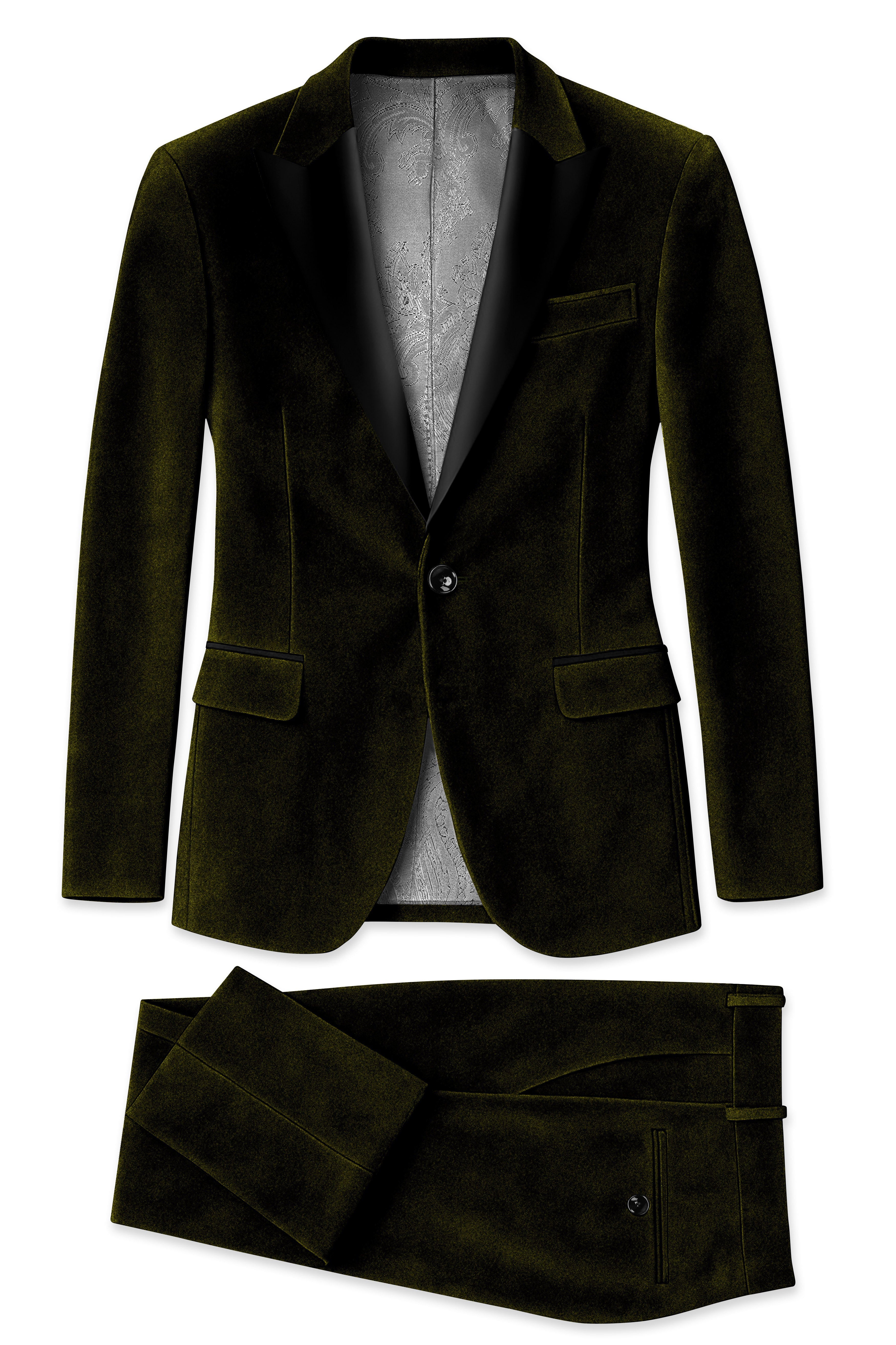 Montverde-Rangoon Green Velvet Peak Lapel Tuxedo Suit