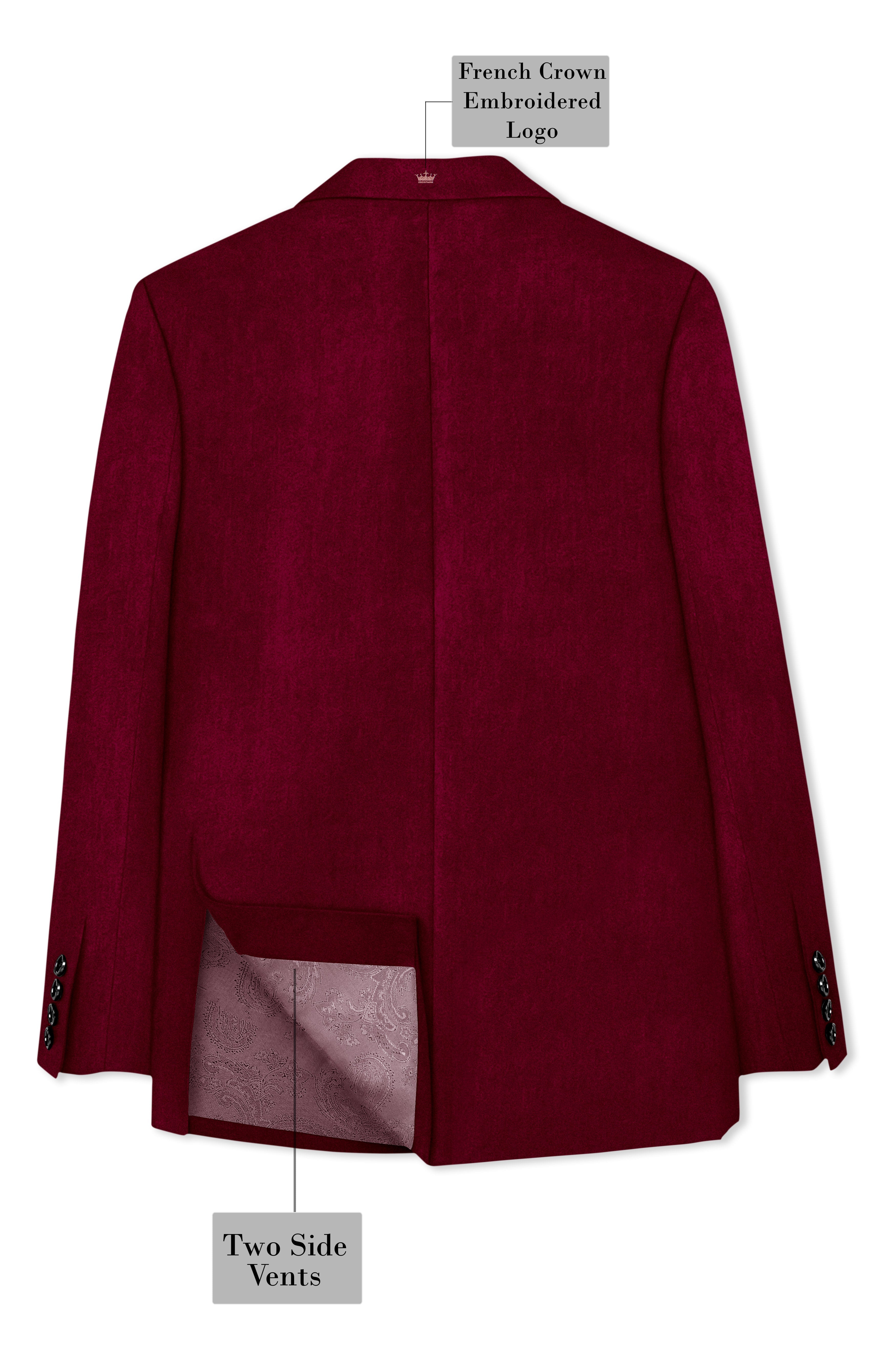 Amour-Scarlet Pink Velvet Peak Lapel Tuxedo Suit