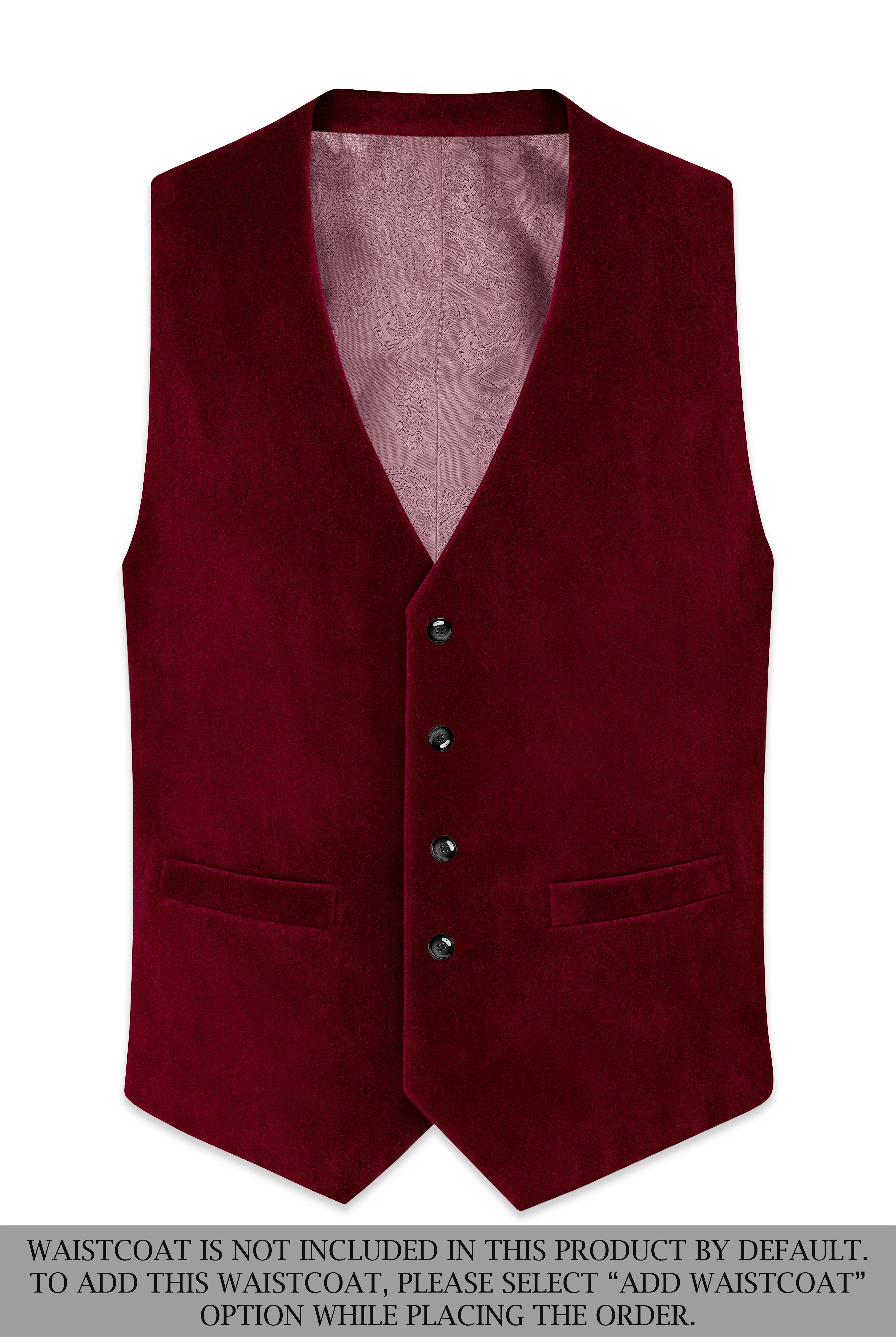 Amour-Scarlet Pink Velvet Peak Lapel Tuxedo Suit