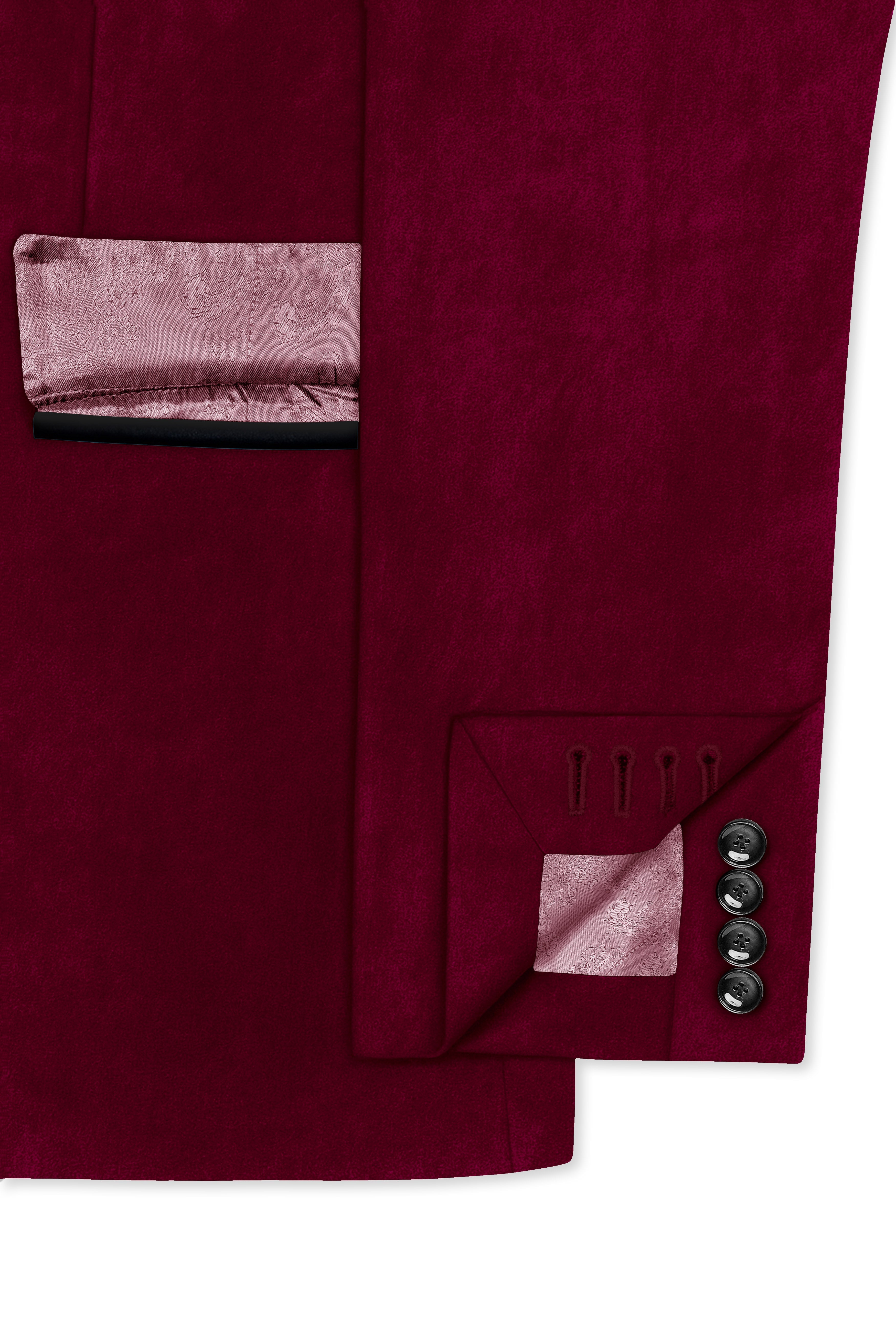 Amour-Scarlet Pink Velvet Peak Lapel Tuxedo Suit
