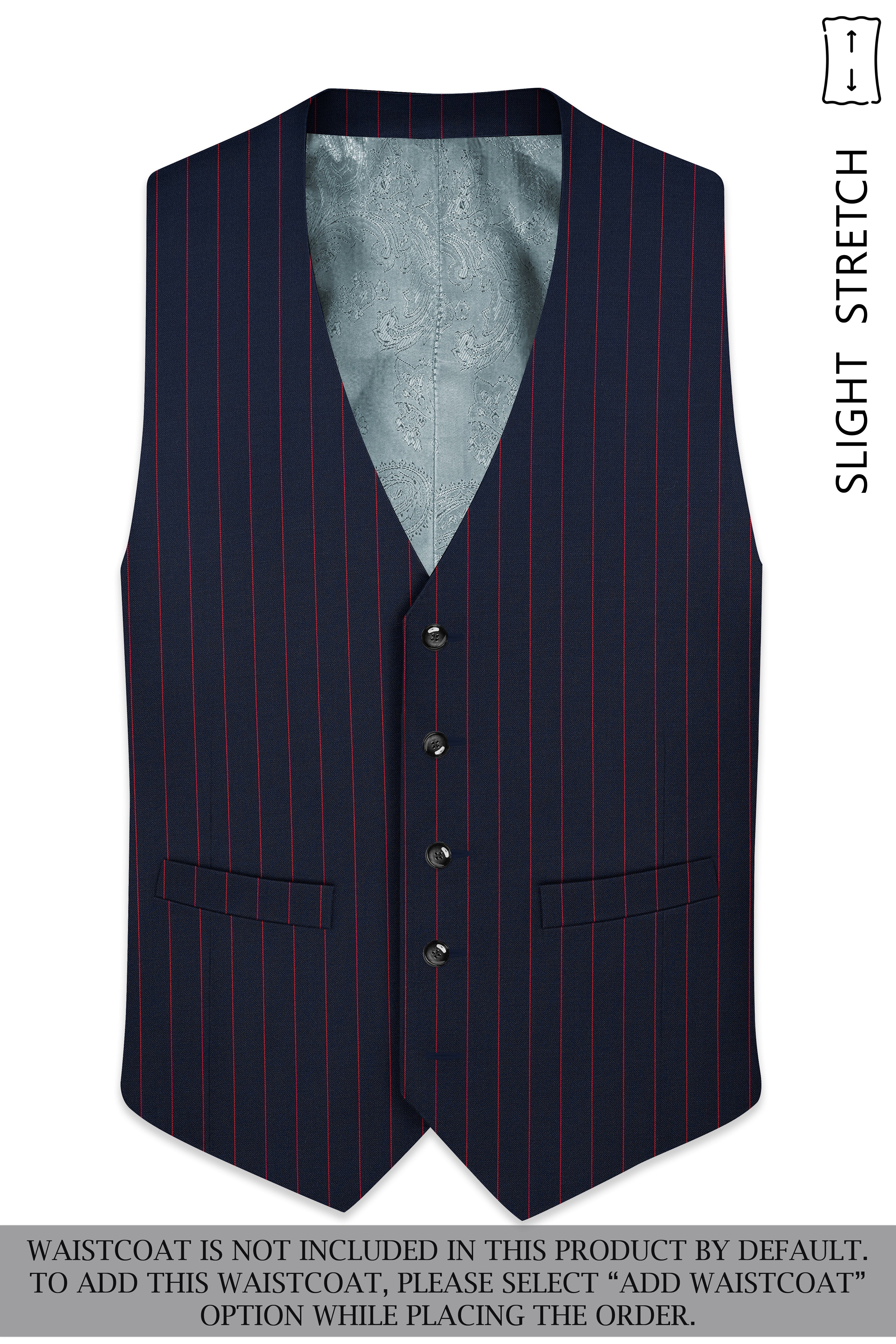 Striata-Haiti Blue And Brick Pink Chalk Striped Wool Rich Slight Stretch Single Breasted Suit