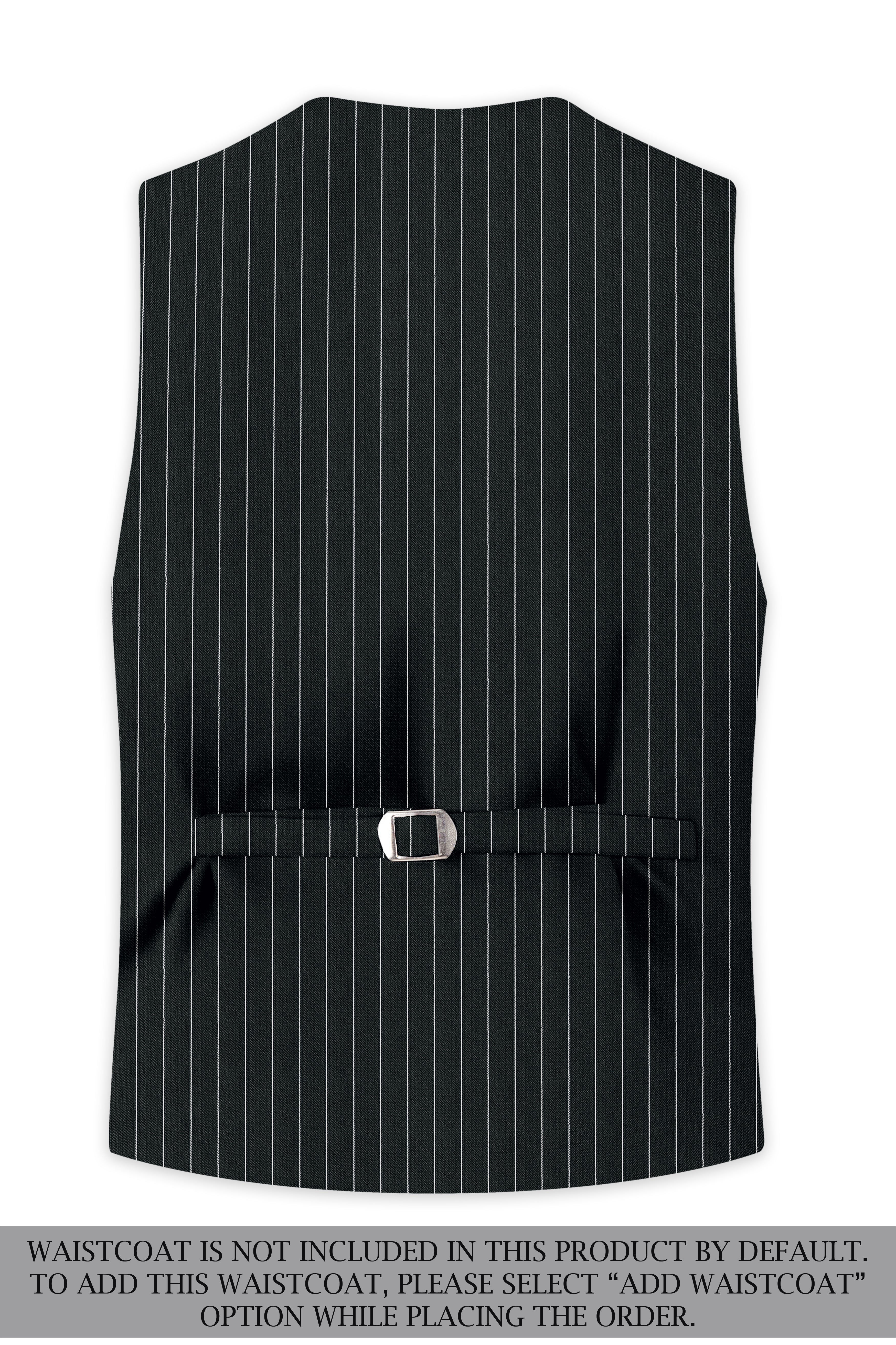 Viceroy-Hunter Green And Bright White Chalk Striped Wool Rich Slight Stretch Single Breasted Suit