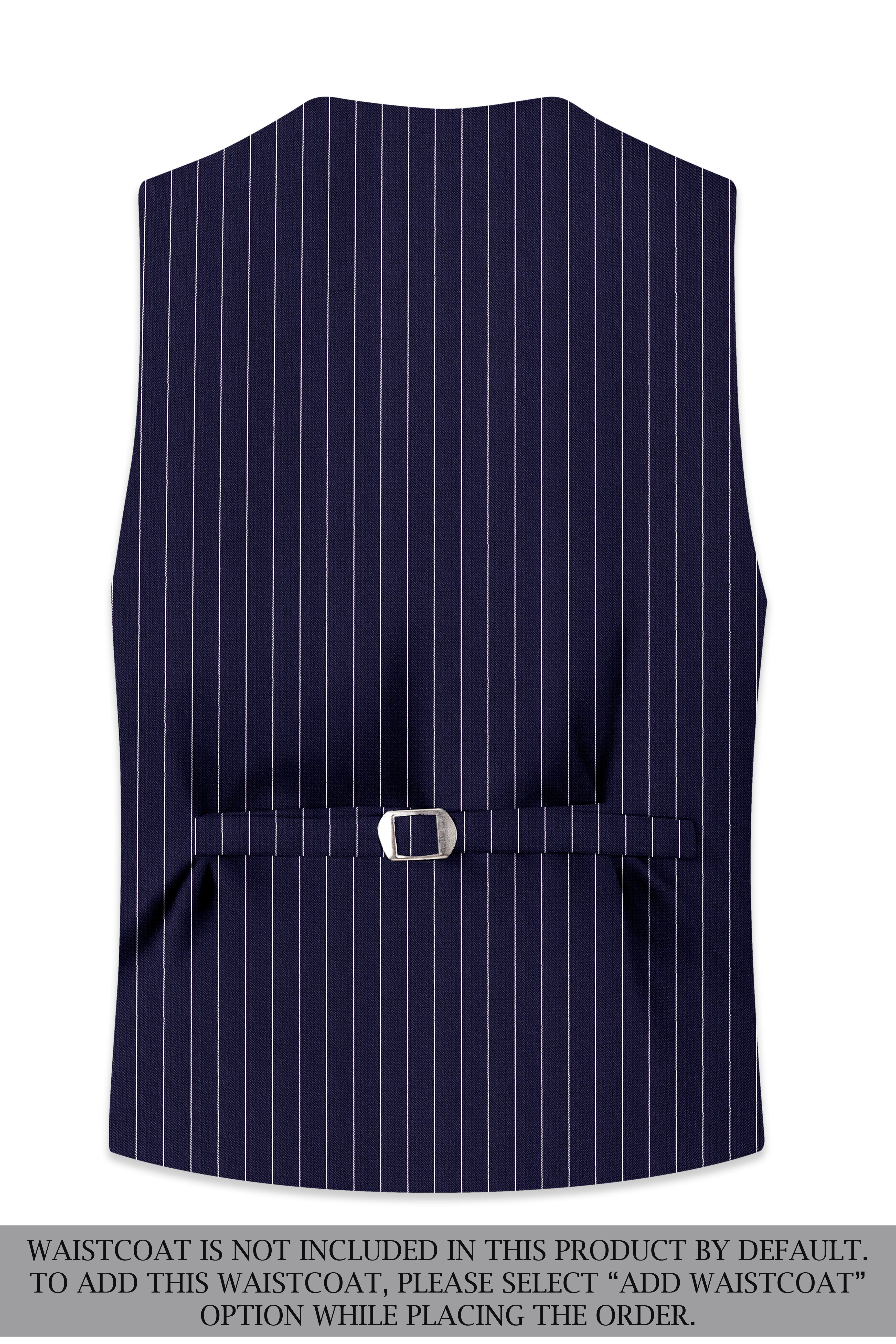 Ascot-Berry Blue And Bright White Chalk Striped Wool Rich Slight Stretch Single Breasted Suit