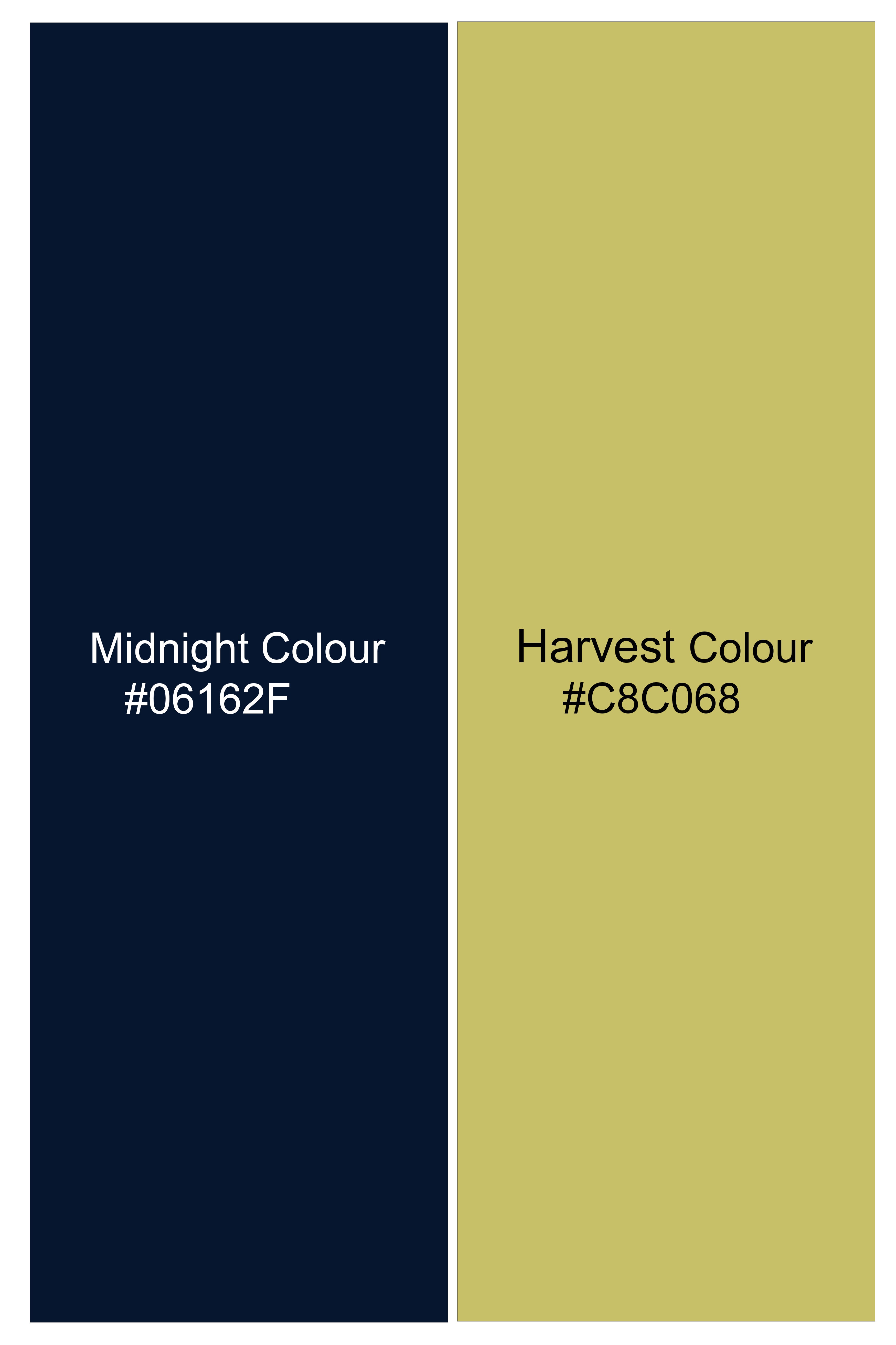 Aurum-Midnight Blue And Harvest Yellow Chalk Striped Wool Rich Slight Stretch Single Breasted Suit