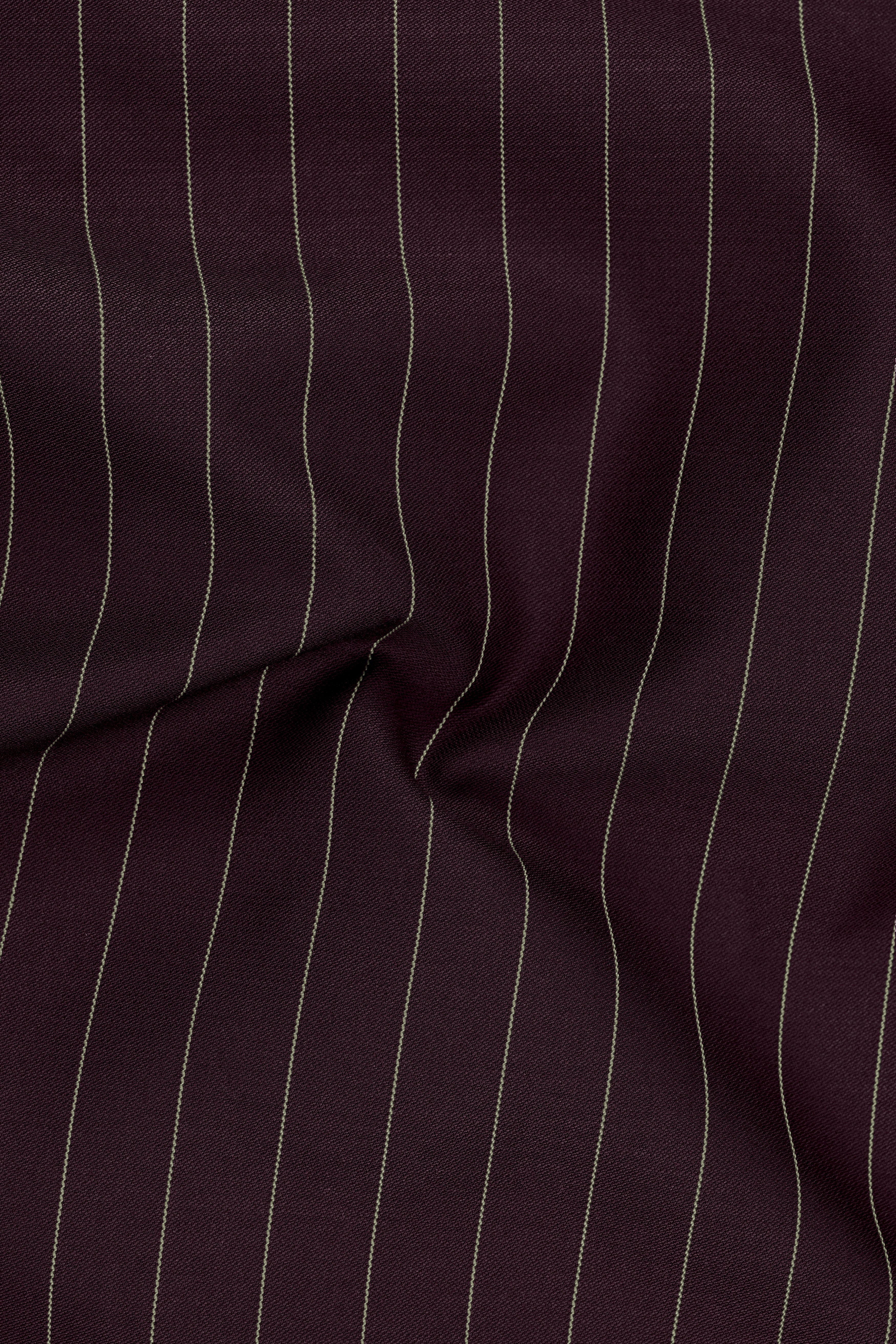 Valiant-Seal Maroon And Bright White Chalk Striped Wool Rich Slight Stretch Single Breasted Suit