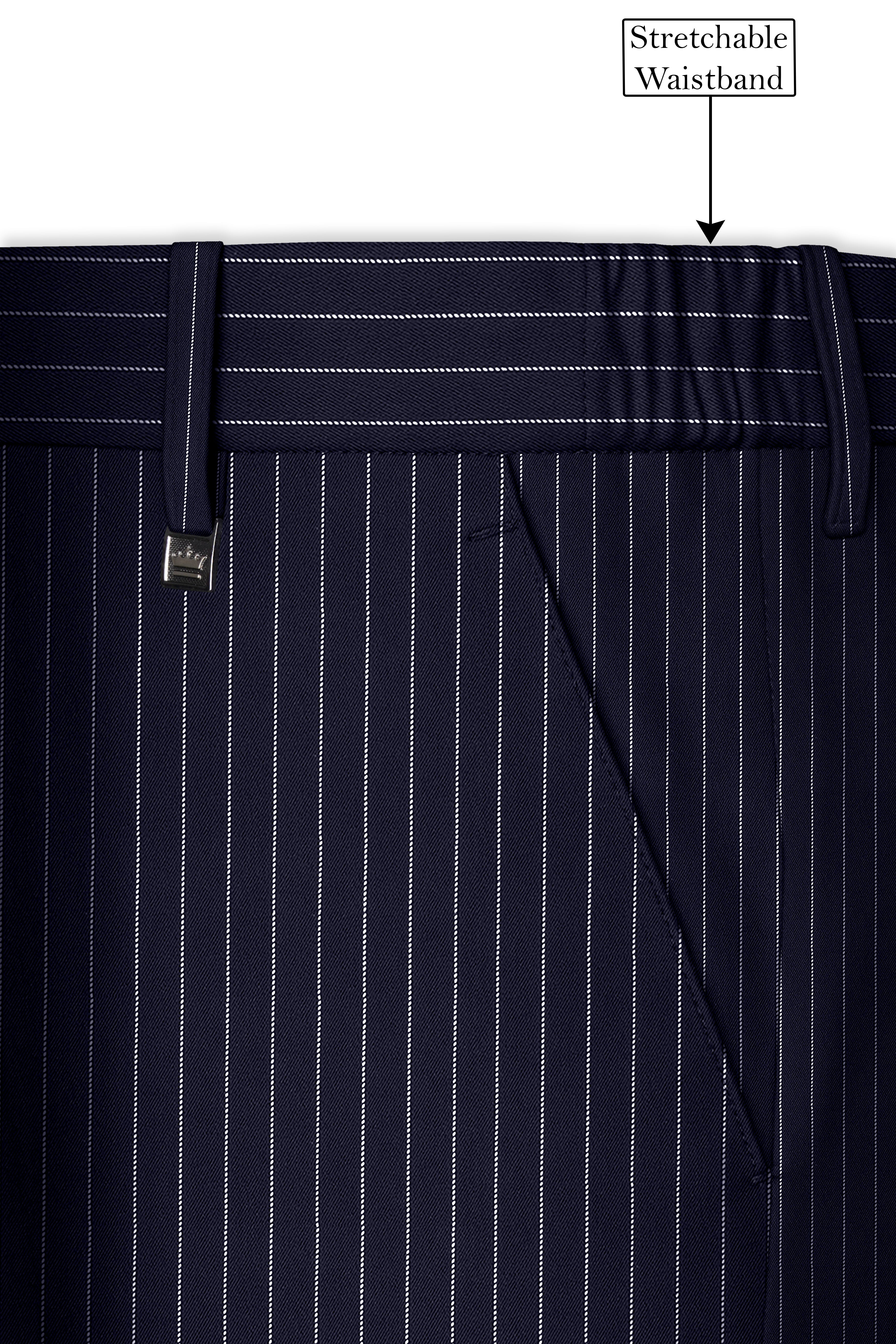 Aurelius-Cinder Blue Bright White Chalk Striped Wool Rich Slight Stretch Single Breasted Suit