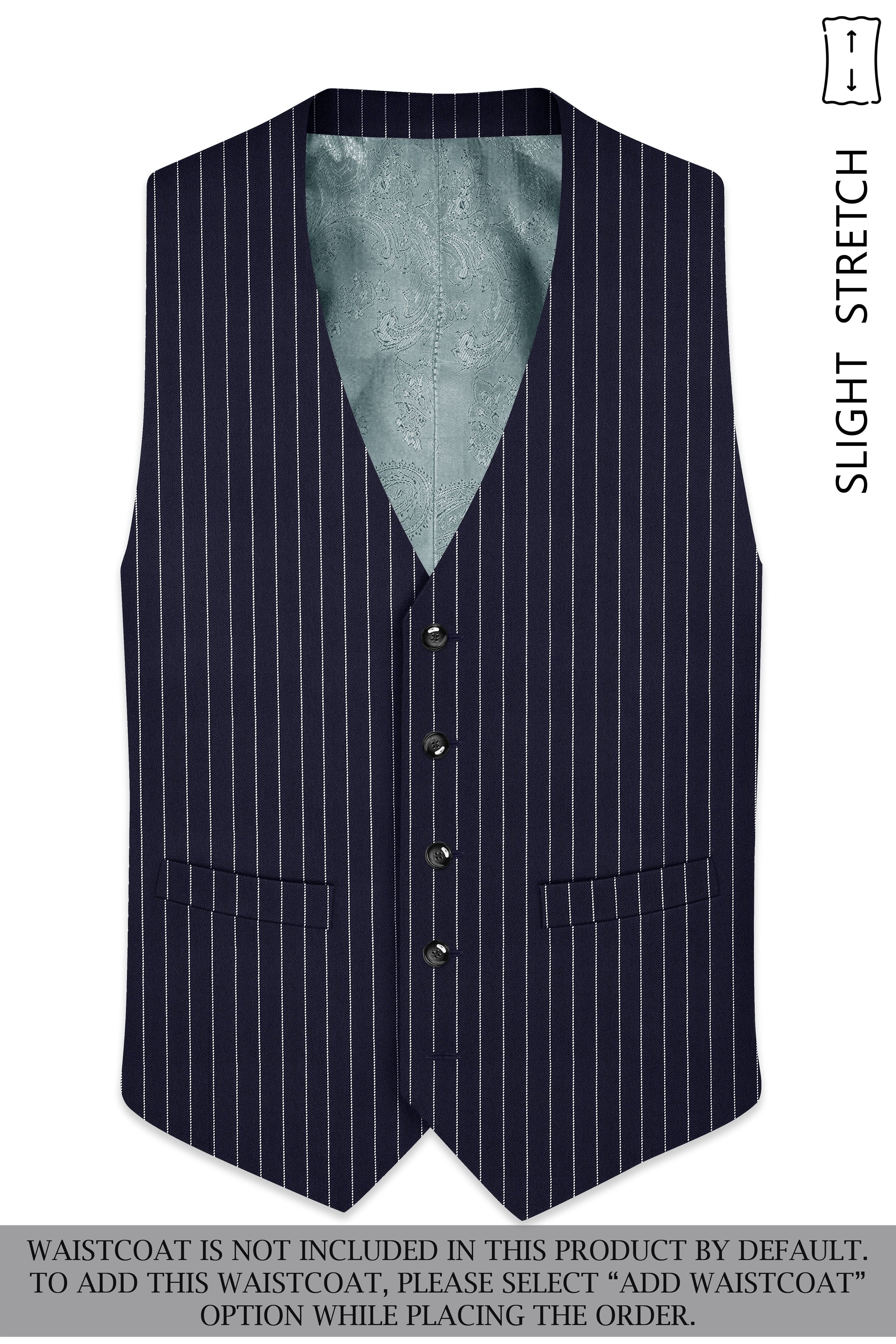 Aurelius-Cinder Blue Bright White Chalk Striped Wool Rich Slight Stretch Single Breasted Suit