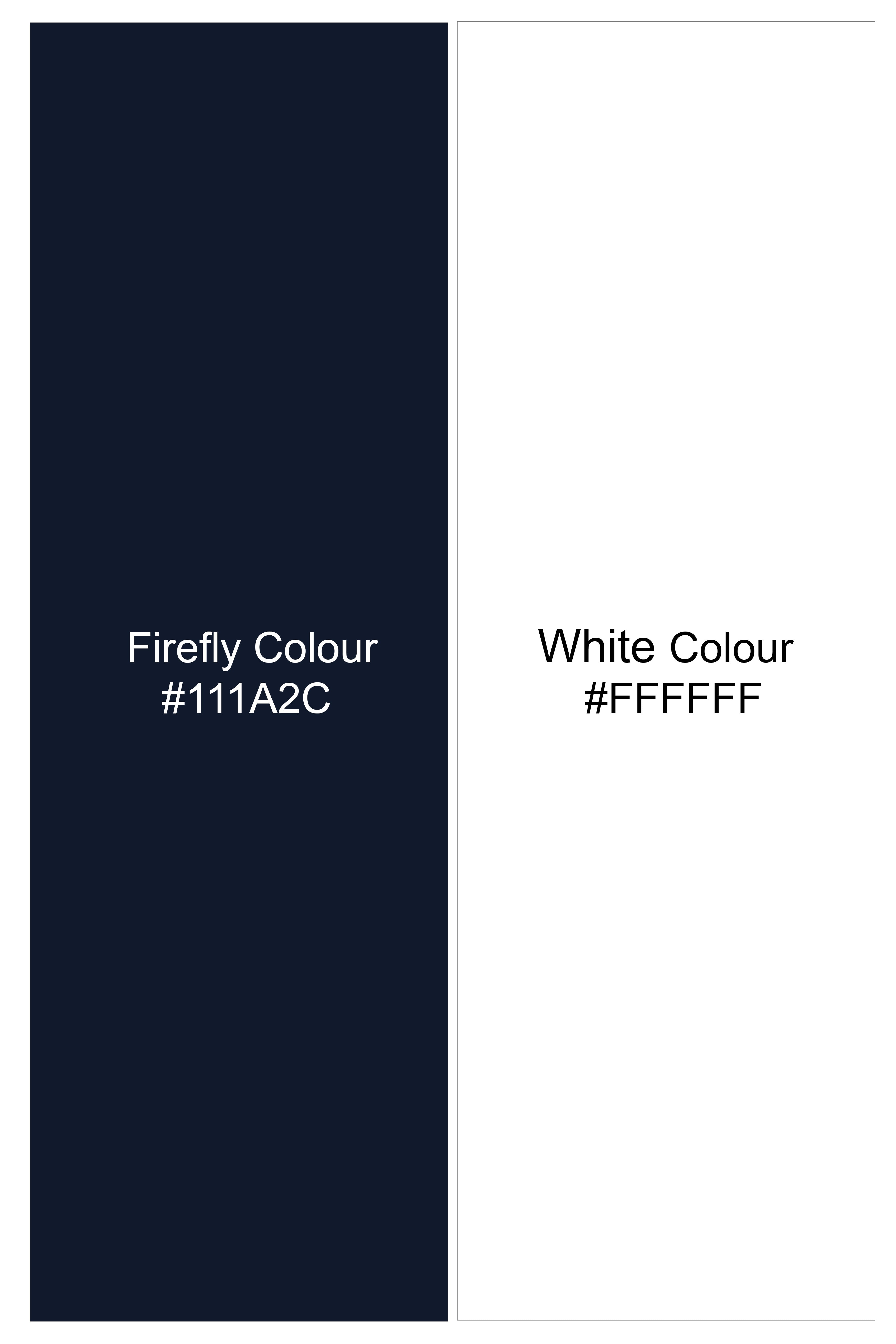Azureon-Firefly Blue And Bright White Chalk Striped Wool Rich Slight Stretch Double Breasted Suit