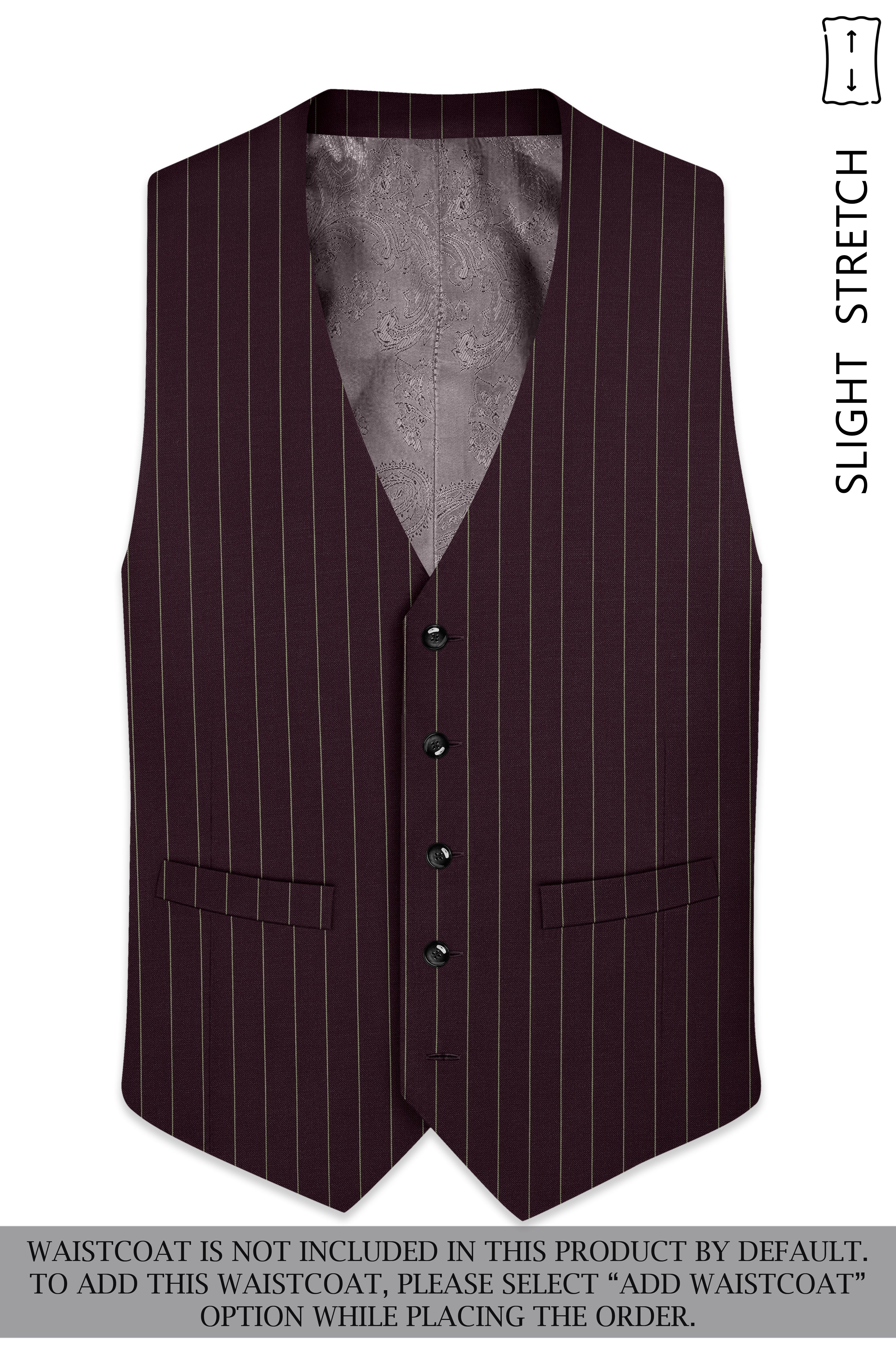 Valiant-Seal Maroon And Bright White Chalk Striped Wool Rich Slight Stretch Double Breasted Suit
