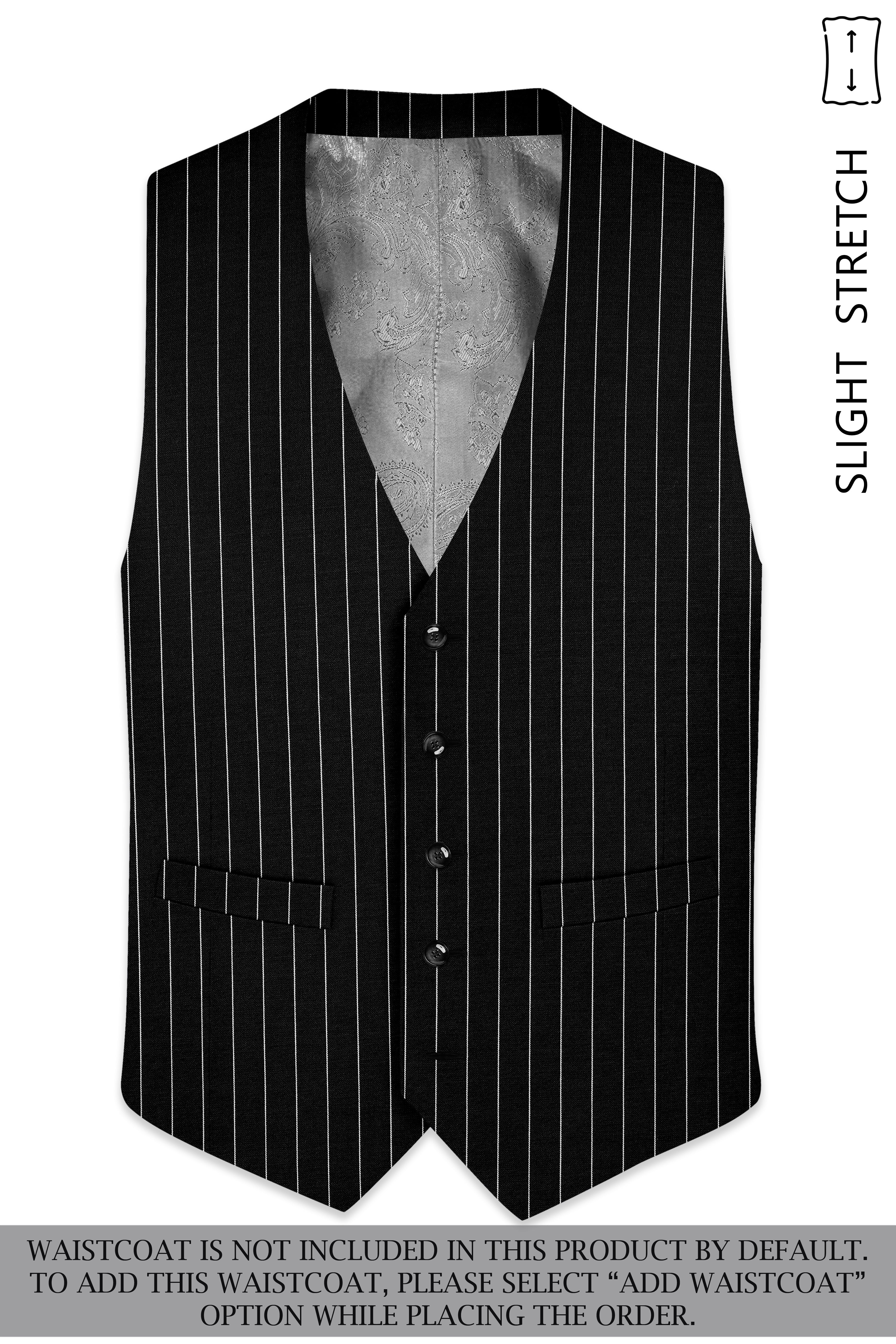 Noirline-Jade Black And Bright White Awning Striped Wool Rich Slight Stretch Double Breasted Suit