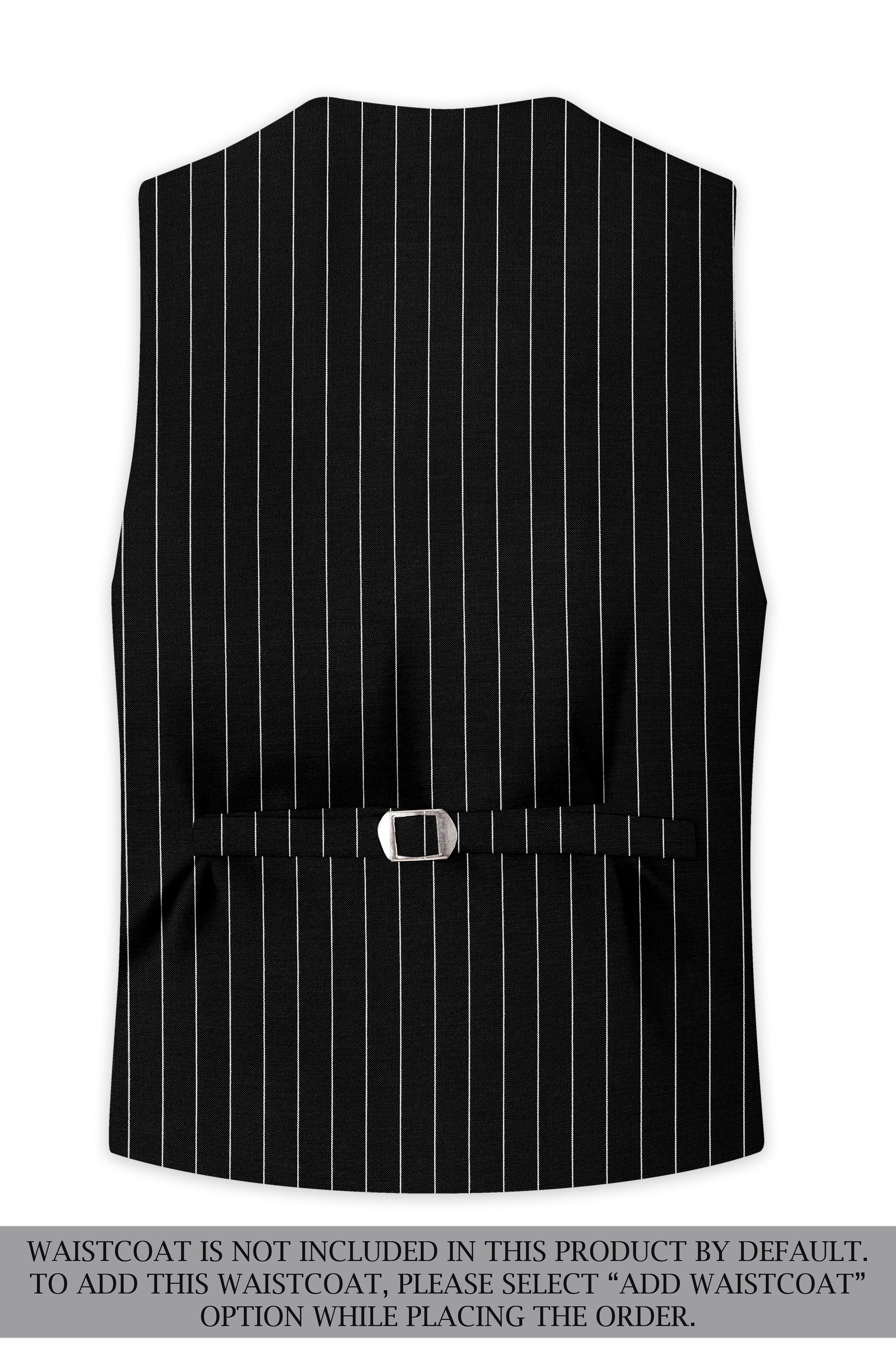 Noirline-Jade Black And Bright White Awning Striped Wool Rich Slight Stretch Double Breasted Suit