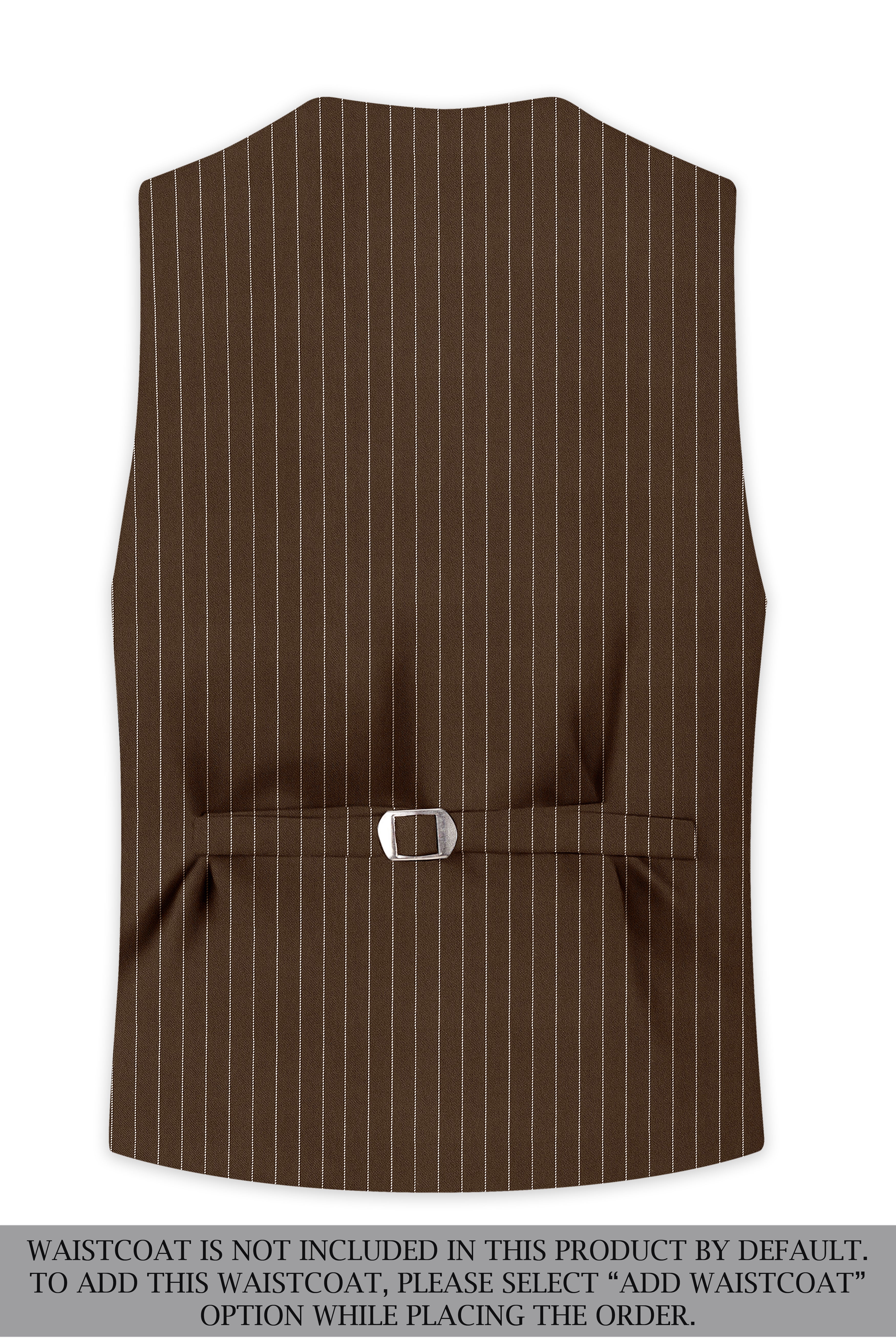 Bristol-Iroko Brown And Bright White Chalk Striped Wool Rich Slight Stretch Double Breasted Suit